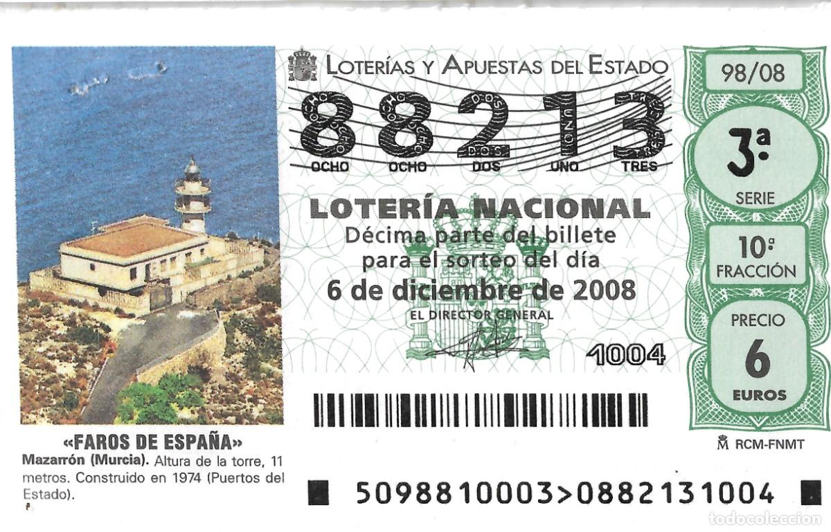 Nationale spanische Lotterie: DECIMO DE LOTERIA DEL 6 DE DICIEMBRE DE 2008 TEMA FAROS, MAZARR&Oacute;N