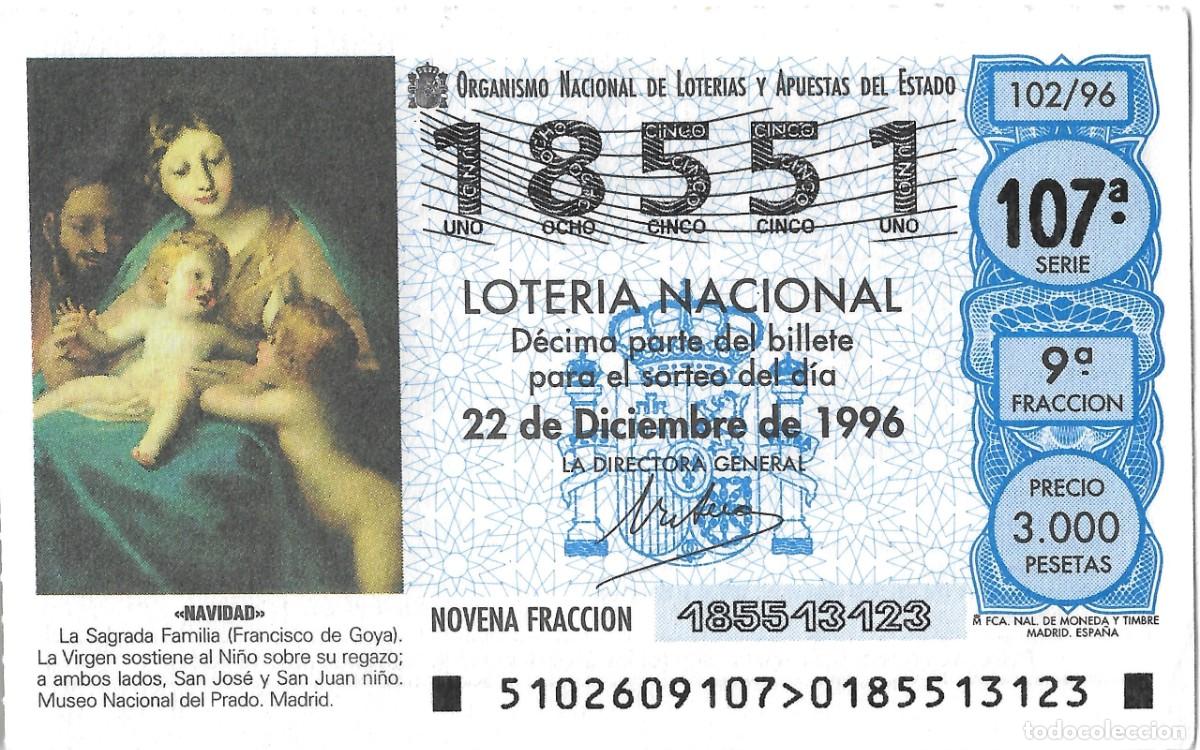 Nationale spanische Lotterie: DECIMO DE LOTERIA DE NAVIDAD PARA EL 22-12-1996