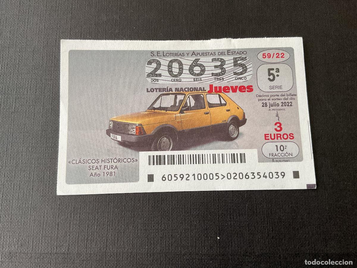 Nationale spanische Lotterie: DECIMO LOTERIA JUEVES N&ordm; 20635 SORTEO 59 A&Ntilde;O 2022