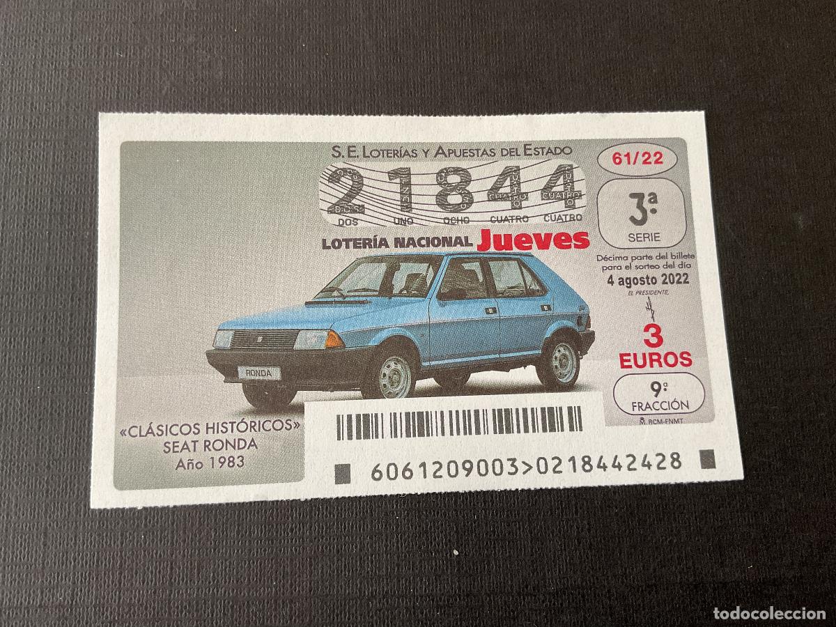 Nationale spanische Lotterie: DECIMO LOTERIA JUEVES N&ordm; 21844 SORTEO 61 A&Ntilde;O 2022