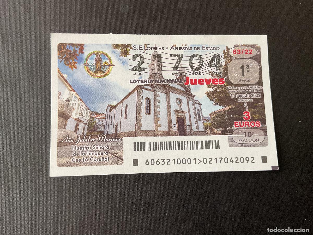 Nationale spanische Lotterie: DECIMO LOTERIA JUEVES N&ordm; 21704 SORTEO 63 A&Ntilde;O 2022