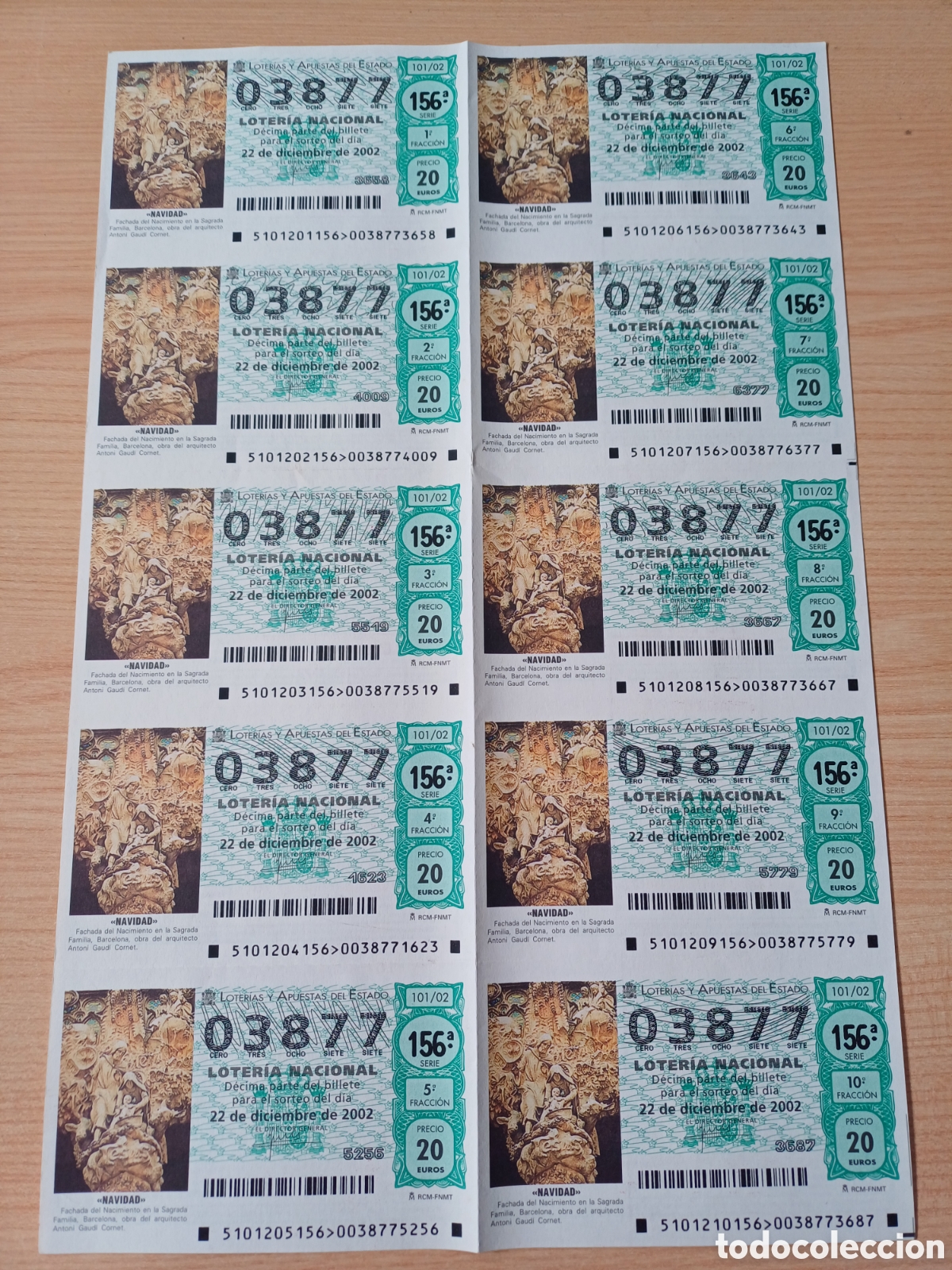 National Spanish Lottery: SERIA COMPLETA LOTERIA NACIONAL NAVIDAD 22 DICIEMBRE 2002