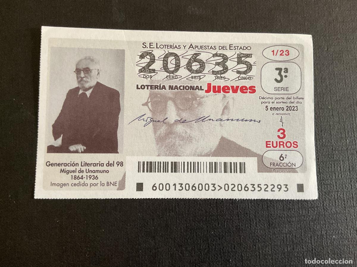 National Spanish Lottery: DECIMO LOTERIA JUEVES N&ordm; 20635 SORTEO 01 A&Ntilde;O 2023
