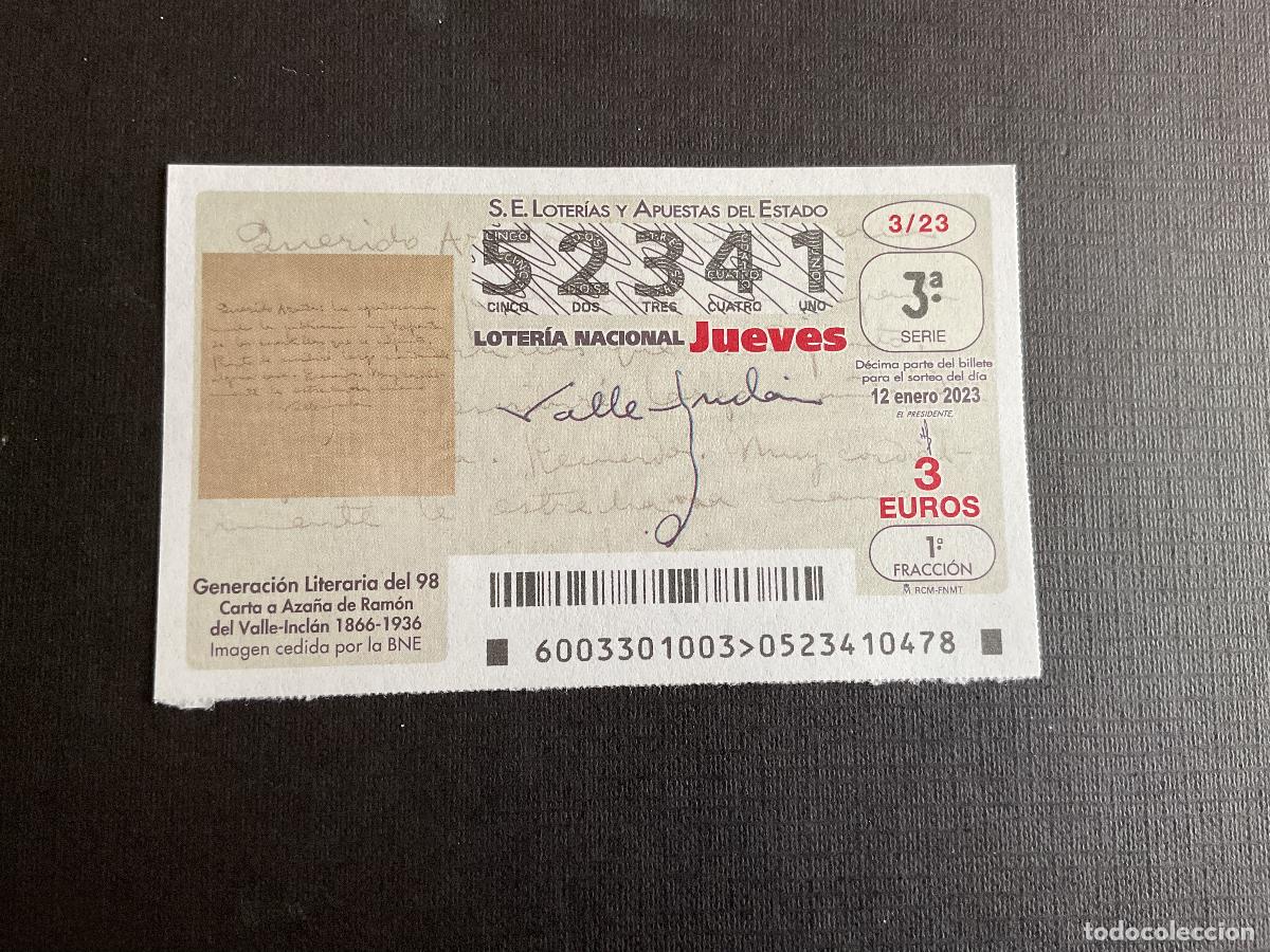 National Spanish Lottery: DECIMO LOTERIA JUEVES N&ordm; 52341 SORTEO 03 A&Ntilde;O 2023