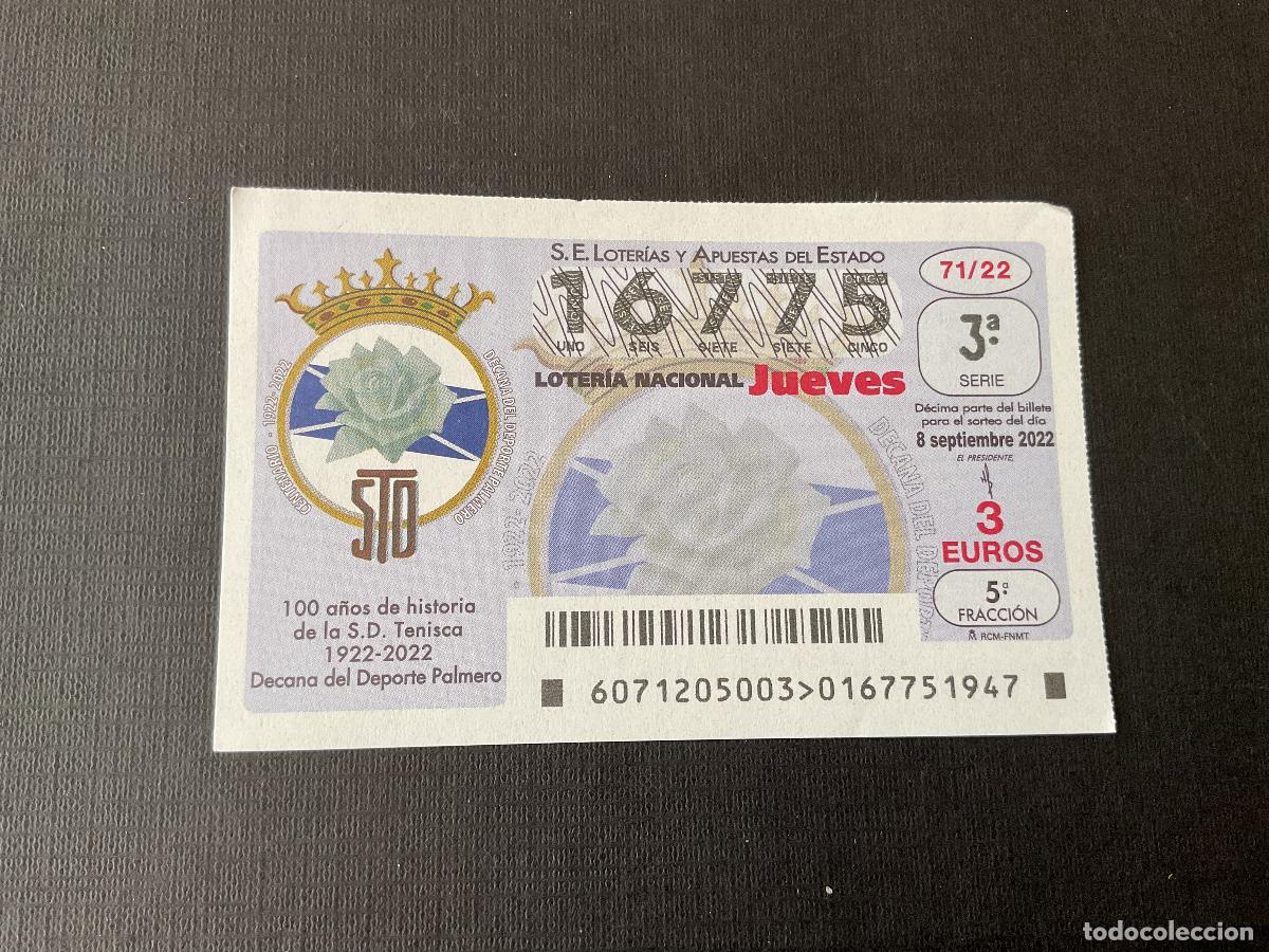 National Spanish Lottery: DECIMO LOTERIA JUEVES N&ordm; 16775 SORTEO 71 A&Ntilde;O 2022