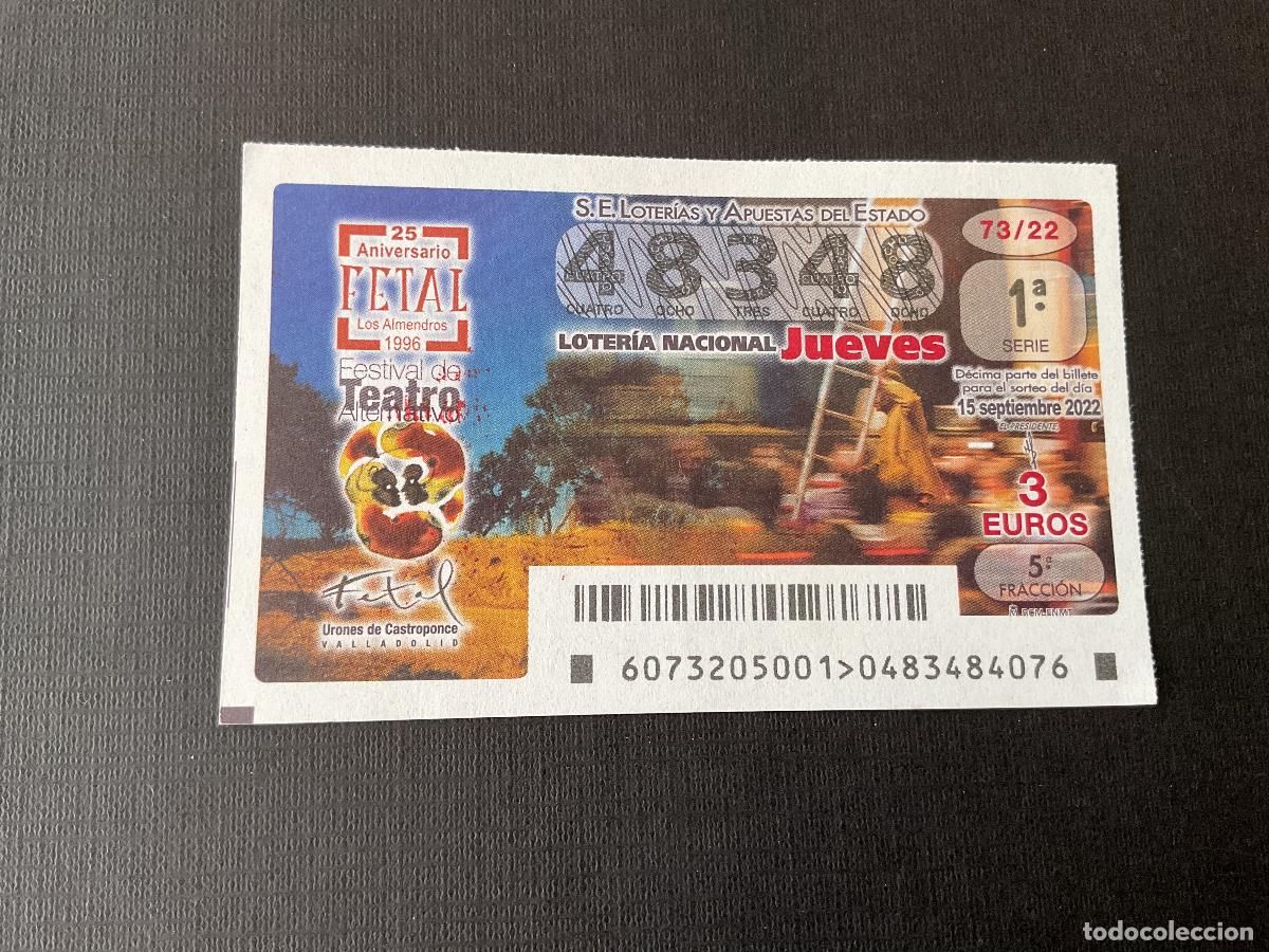 National Spanish Lottery: DECIMO LOTERIA JUEVES N&ordm; 48348 SORTEO 73 A&Ntilde;O 2022