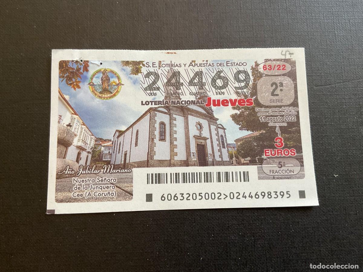 National Spanish Lottery: DECIMO LOTERIA JUEVES N&ordm; 24469 SORTEO 63 A&Ntilde;O 2022. CON PEQUE&Ntilde;OS AGUJEROS DE CHAPADORAA