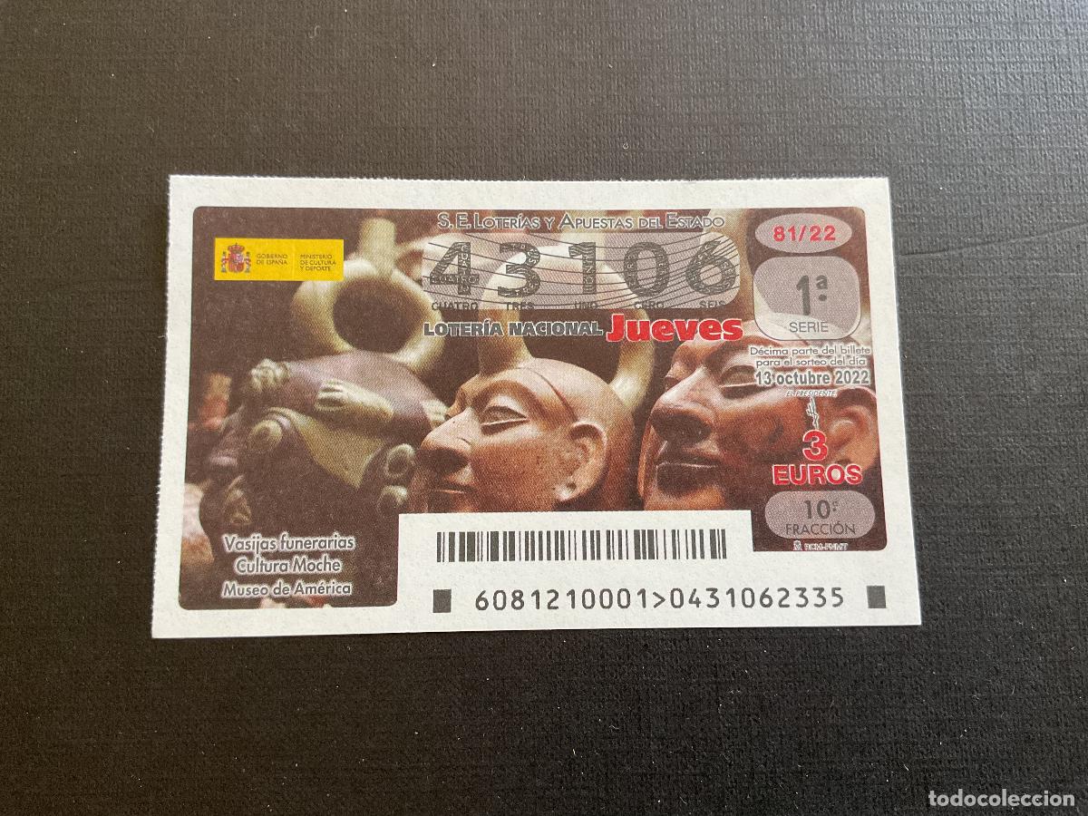 National Spanish Lottery: DECIMO LOTERIA JUEVES N&ordm; 43106 SORTEO 81 A&Ntilde;O 2022.