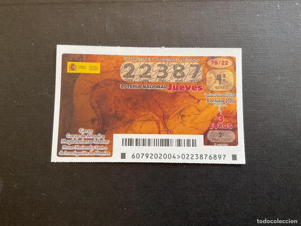 National Spanish Lottery: DECIMO LOTERIA JUEVES N&ordm; 22387 SORTEO 79 A&Ntilde;O 2022.