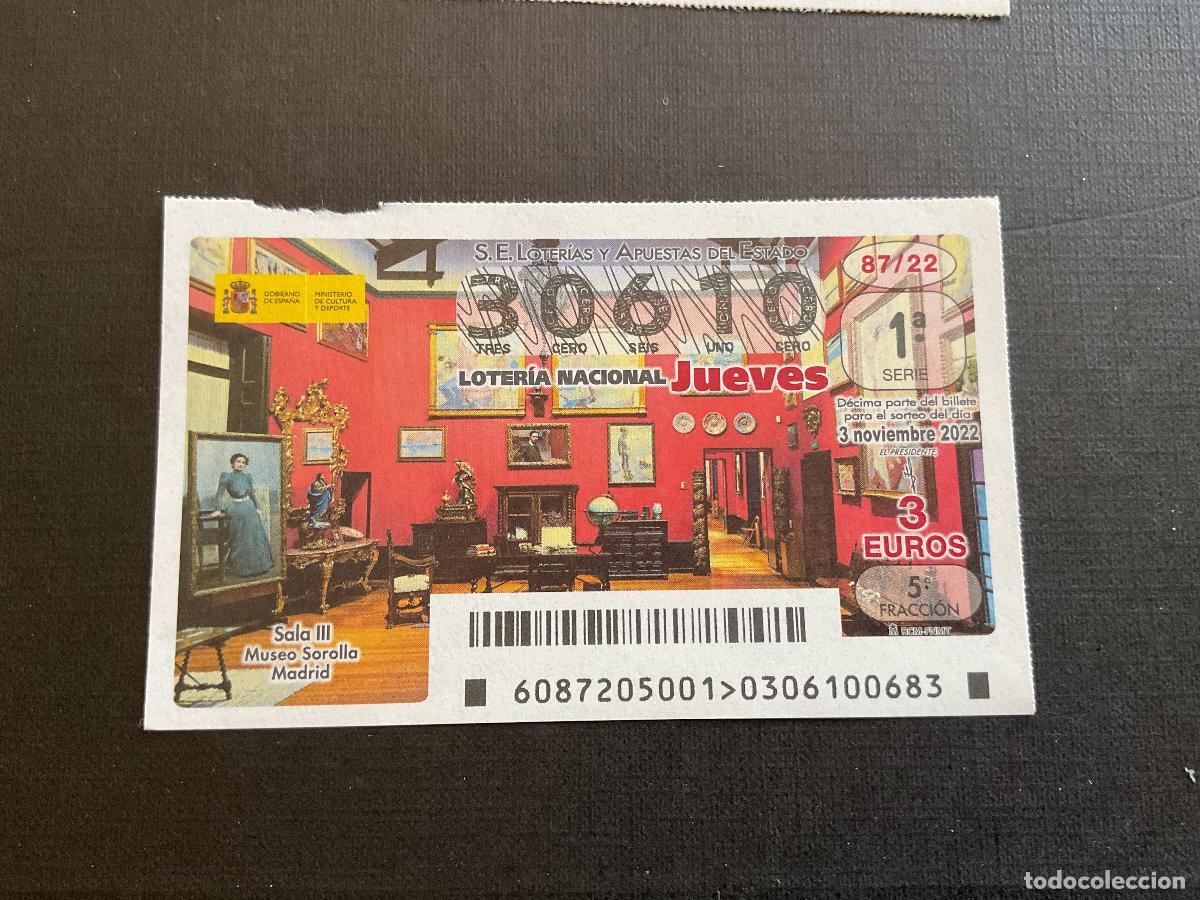 National Spanish Lottery: DECIMO LOTERIA JUEVES N&ordm; 30610 SORTEO 87 A&Ntilde;O 2022.