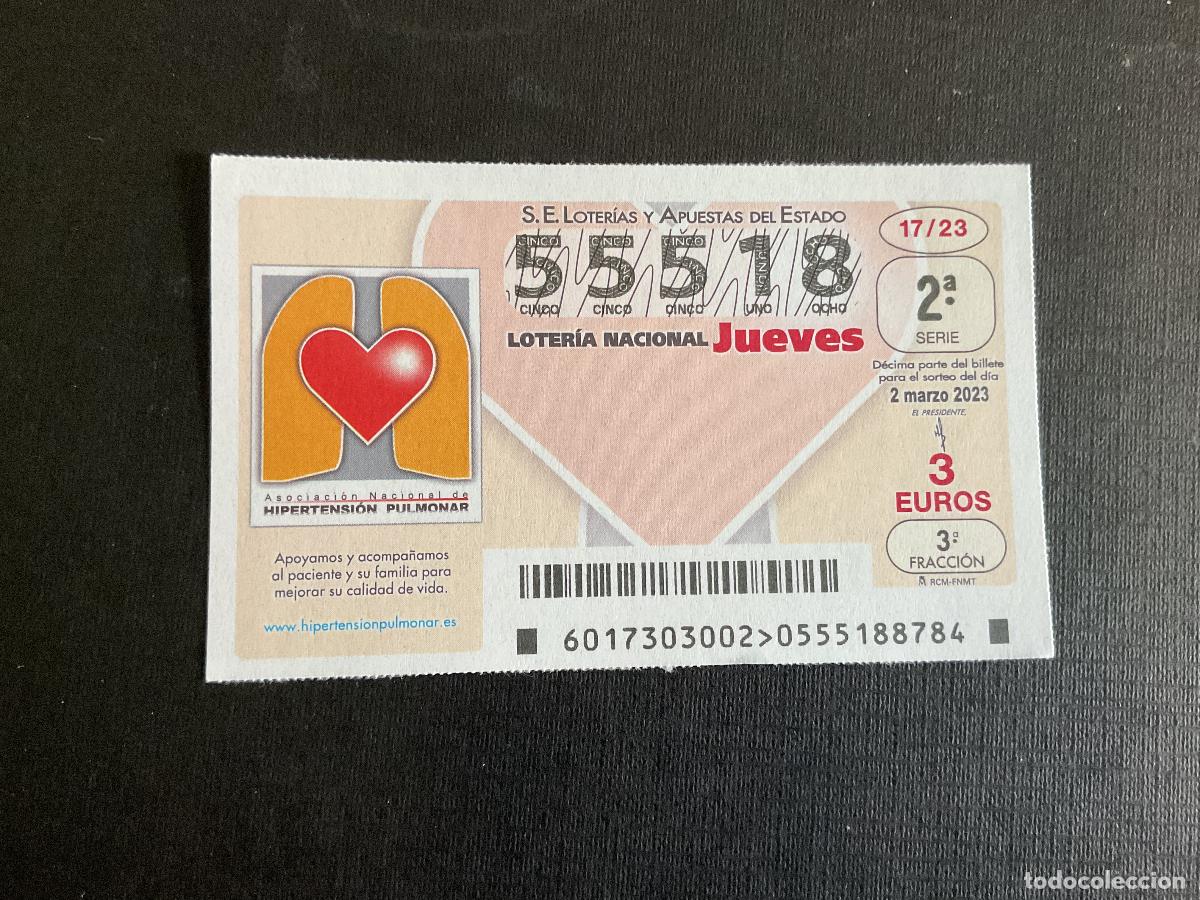 National Spanish Lottery: DECIMO LOTERIA JUEVES N&ordm; 55518 SORTEO 17 A&Ntilde;O 2023