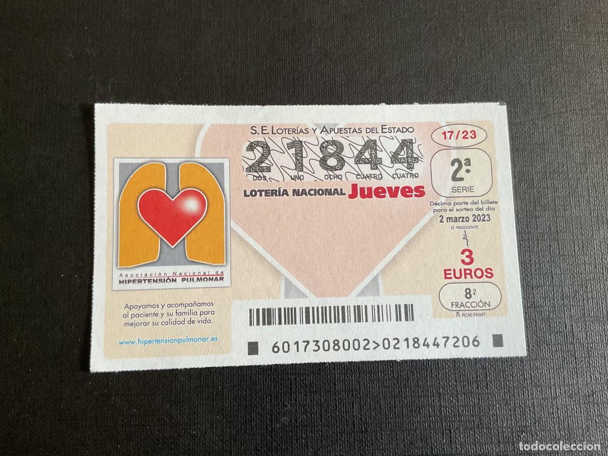 National Spanish Lottery: DECIMO LOTERIA JUEVES N&ordm; 21844 SORTEO 17 A&Ntilde;O 2023