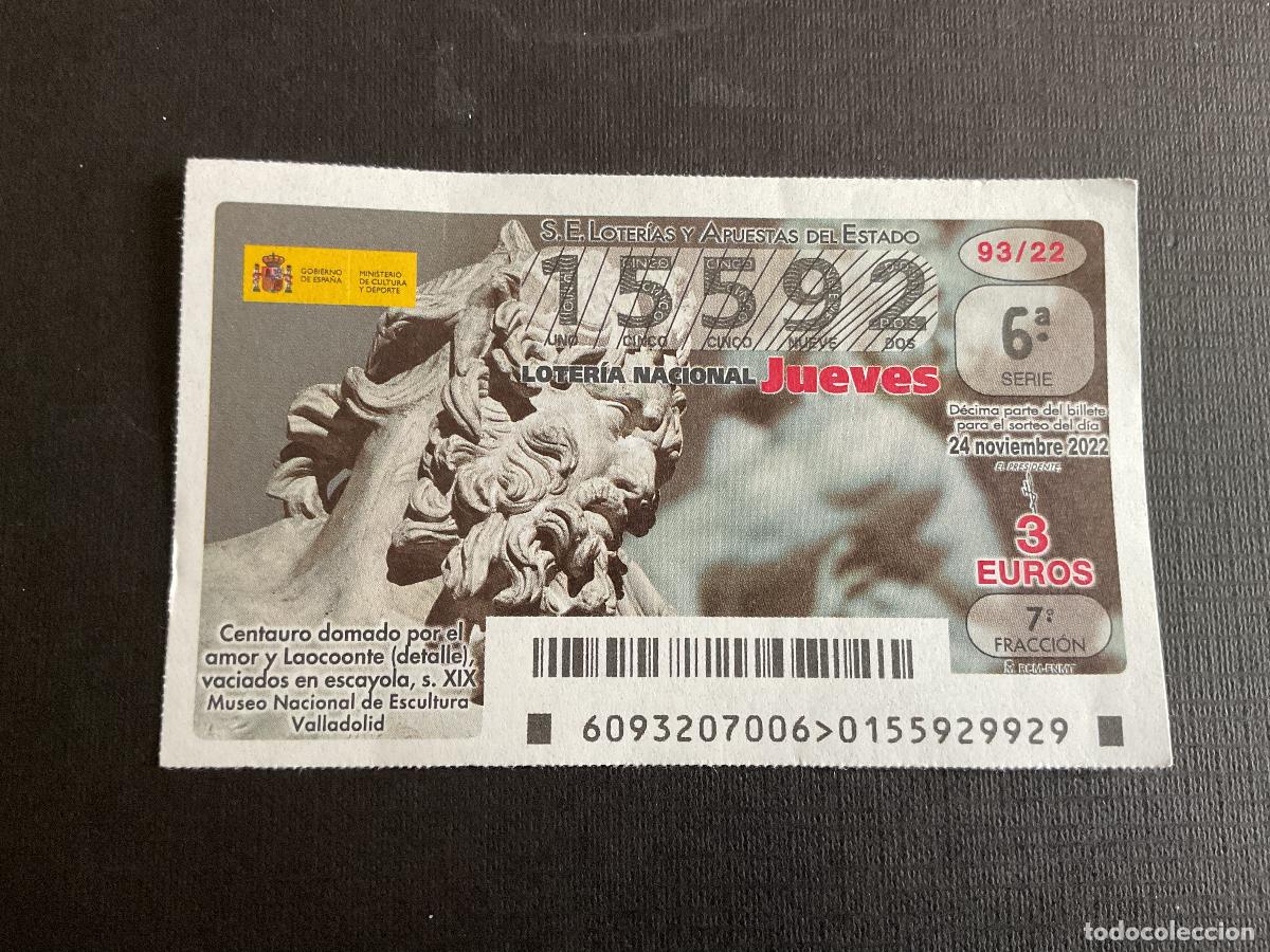 National Spanish Lottery: DECIMO LOTERIA JUEVES N&ordm; 15592 SORTEO 93 A&Ntilde;O 2022