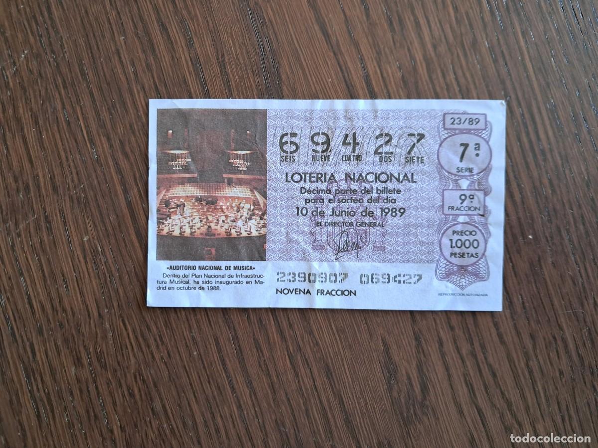National Spanish Lottery: d&eacute;cimo loter&iacute;a nacional de d&iacute;a 10-06-89, Auditorio nacional de m&uacute;sica. 23/89.
