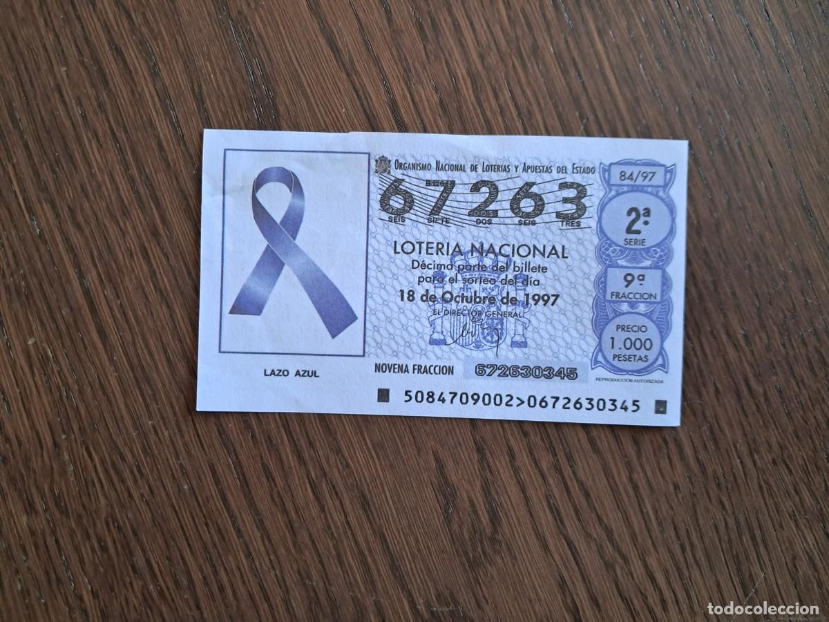 National Spanish Lottery: d&eacute;cimo loter&iacute;a nacional de d&iacute;a 18-10-97, lazo azul. 84/97.