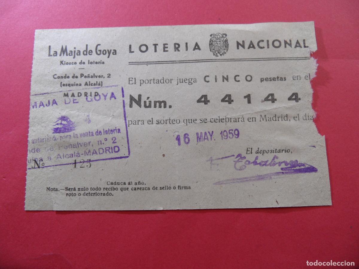 Nationale spanische Lotterie: REF: LL-1234 - COLECCION ref: COLTR1 CAPICUA 44144 LOTERIA NACIONAL LAMAJA GOYA MADRID 16 MAYO 1959