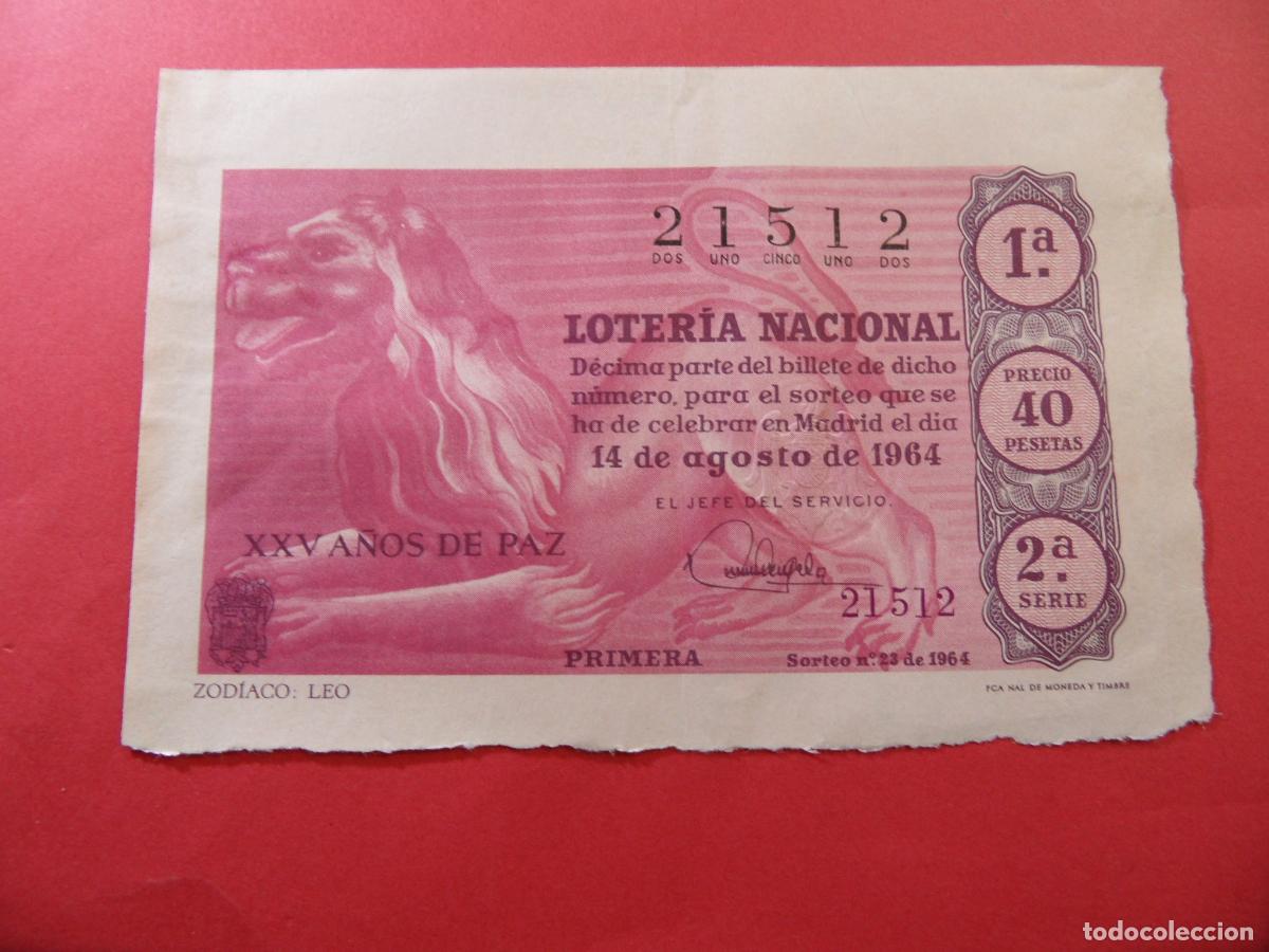 Nationale spanische Lotterie: REF: LL-1234 - COLECCION ref: COLTR1 CAPICUA 21512 LOTERIA ADMINISTRACION MADRID 14 AGOSTO 1964