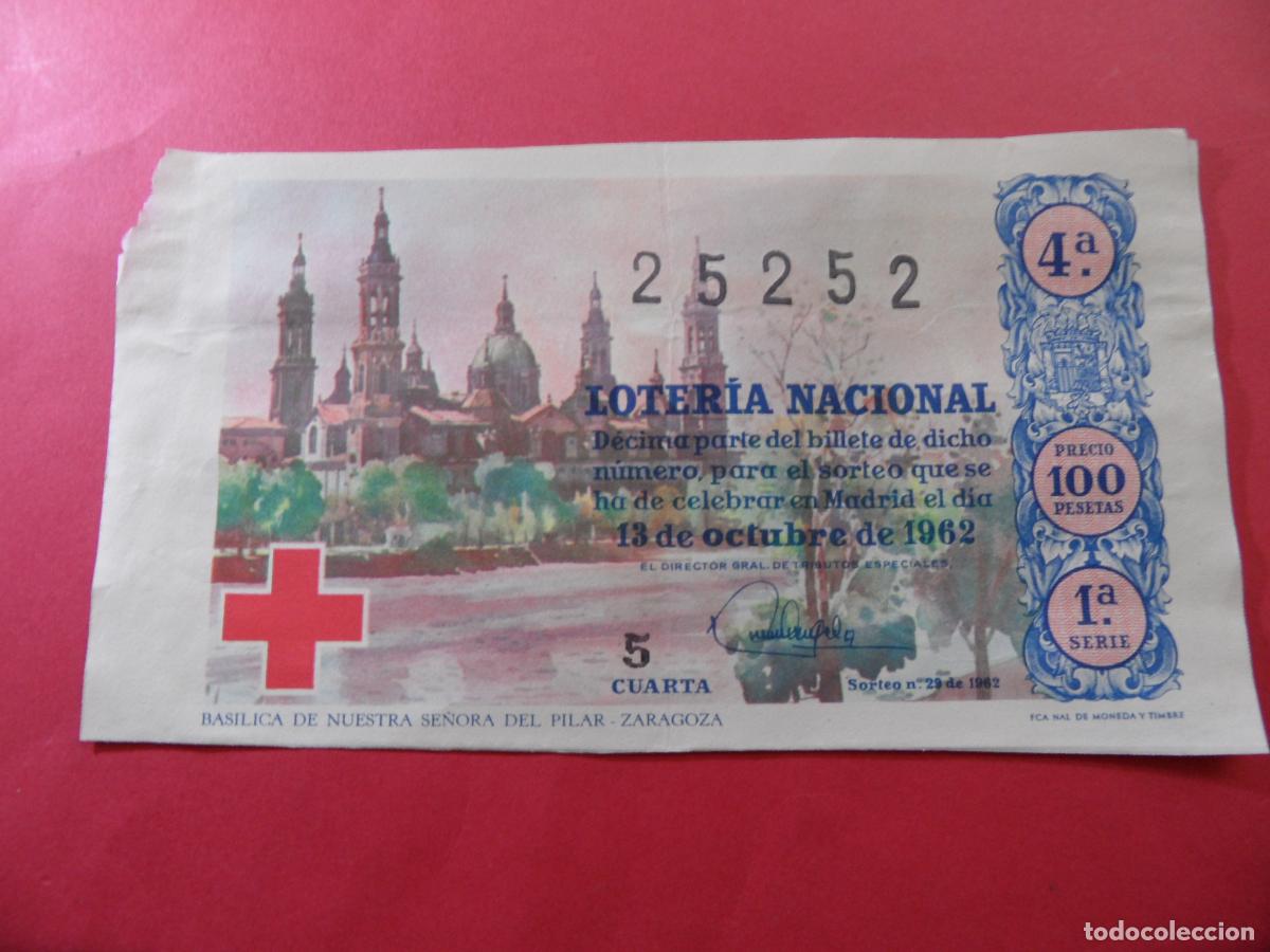 Nationale spanische Lotterie: REF: LL-1234 - COLECCION ref: COLTR1 CAPICUA 25252 LOTERIA ADM 6 MADRID 13 OCTUBRE 1962