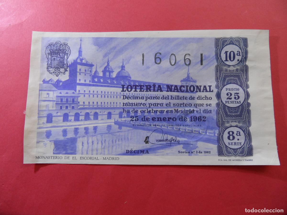 Nationale spanische Lotterie: REF: LL-1234 - COLECCION ref: COLTR1 CAPICUA 16061 LOTERIA DO&Ntilde;A MANOLITA MADRID 25 ENERO 1962