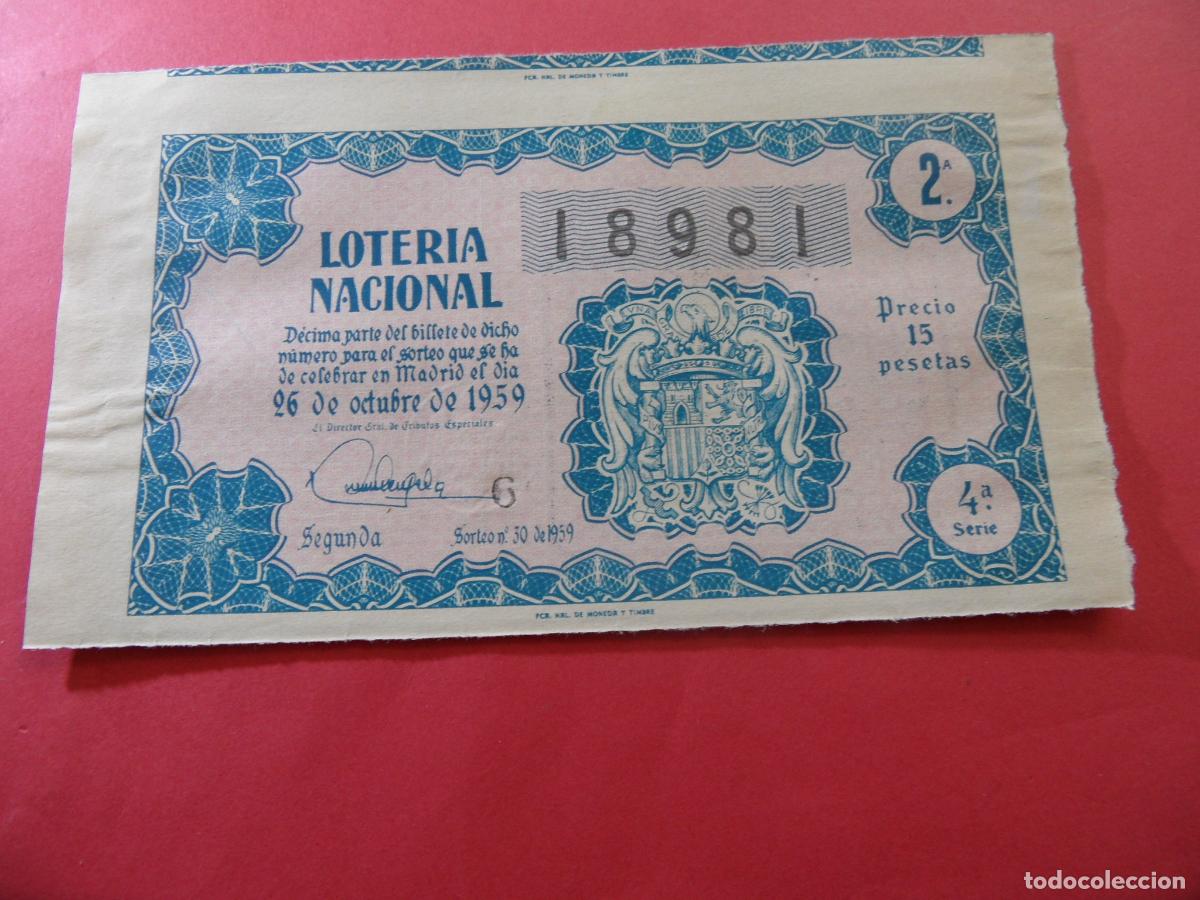 Nationale spanische Lotterie: REF: LL-1234 - COLECCION ref: COLTR1 CAPICUA 18981 LOTERIA DO&Ntilde;A MANOLITA MADRID 26 OCTUBRE 1959
