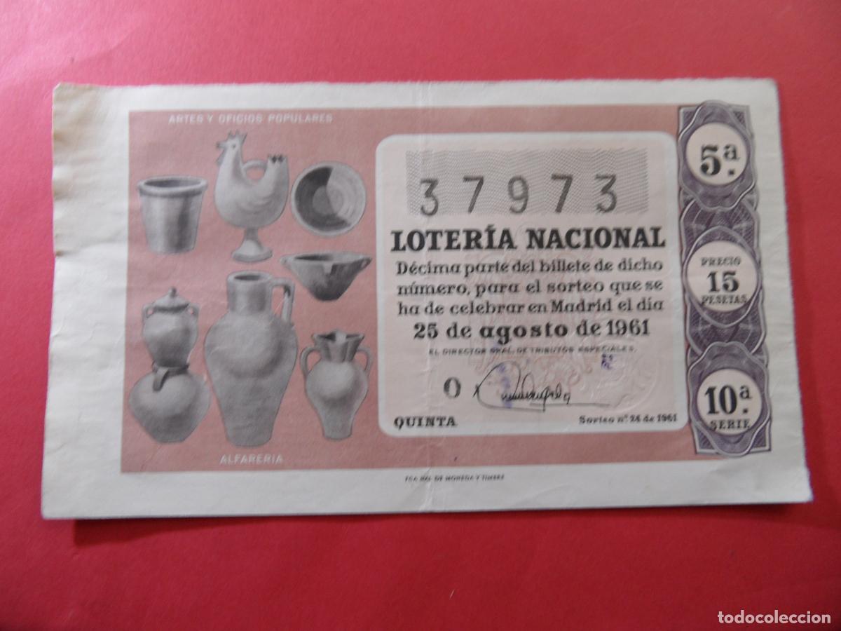 Nationale spanische Lotterie: REF: LL-1234 - COLECCION ref: COLTR1 CAPICUA 37973 LOTERIA ADM 25 ALCALA MADRID 25 AGOSTO 1961