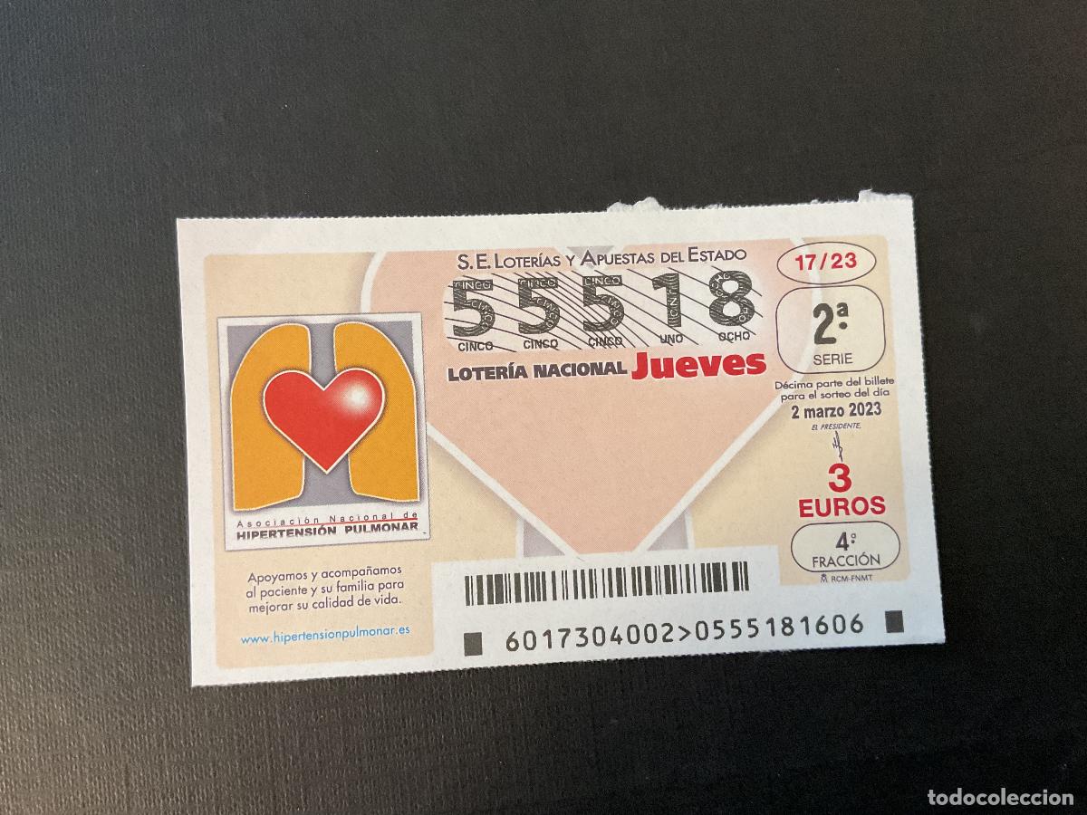 Nationale spanische Lotterie: DECIMO LOTERIA JUEVES N&ordm; 55518 SORTEO 17 A&Ntilde;O 2023