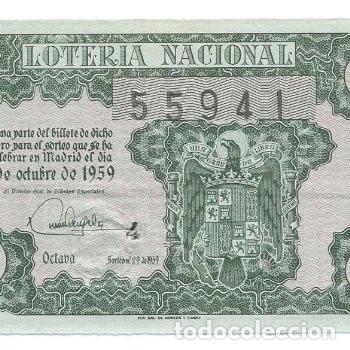 Nationale spanische Lotterie: D&eacute;cimo de loter&iacute;a del n&uacute;mero 55941 3&ordf; Serie, 8&ordf; fracci&oacute;n. Sorteo del 15 de Octubre de 1959.