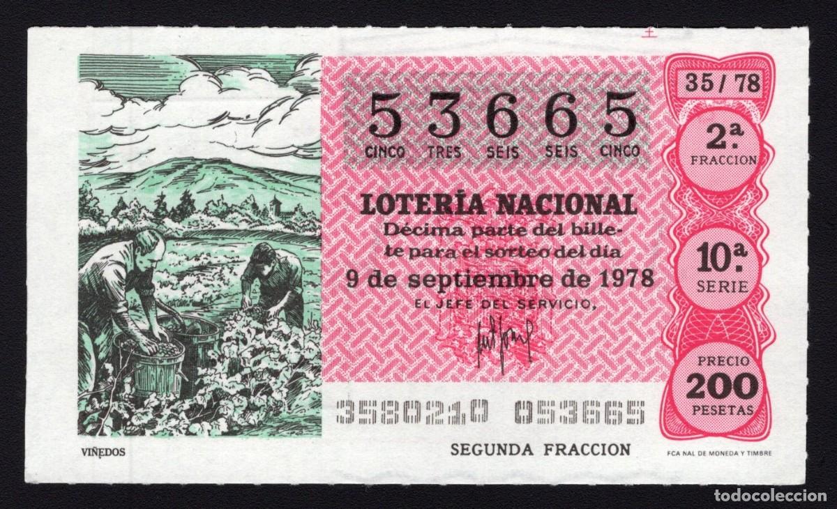 Nationale spanische Lotterie: L. Nacional 9 Septiembre 1978. Vi&ntilde;edos. n&ordm; 53665. Admon n&ordm; 1. Teresa. &Aacute;vila. Desaparecida.