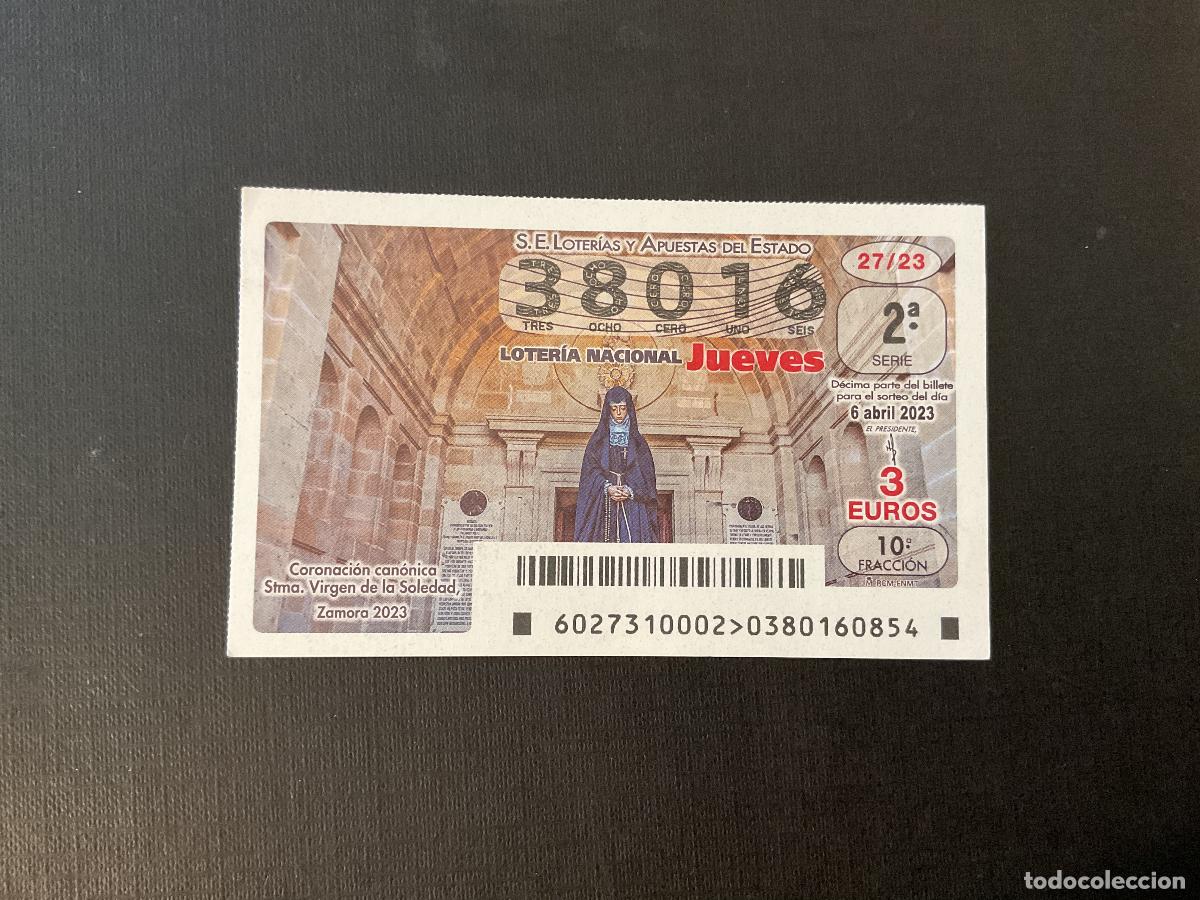 Nationale spanische Lotterie: DECIMO LOTERIA JUEVES N&ordm; 38016 SORTEO 27 A&Ntilde;O 2023.