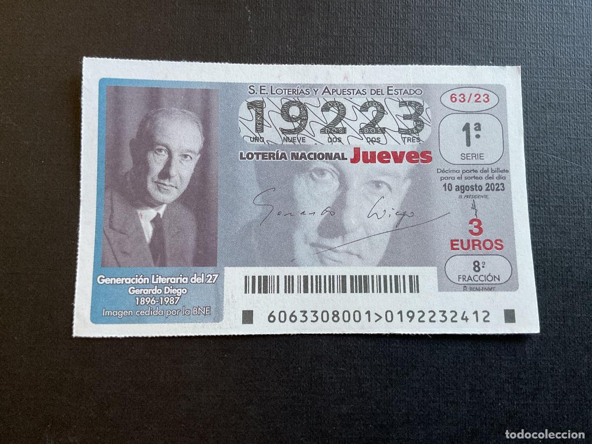 National Spanish Lottery: DECIMO LOTERIA JUEVES N&ordm; 19223 SORTEO 63 A&Ntilde;O 2023