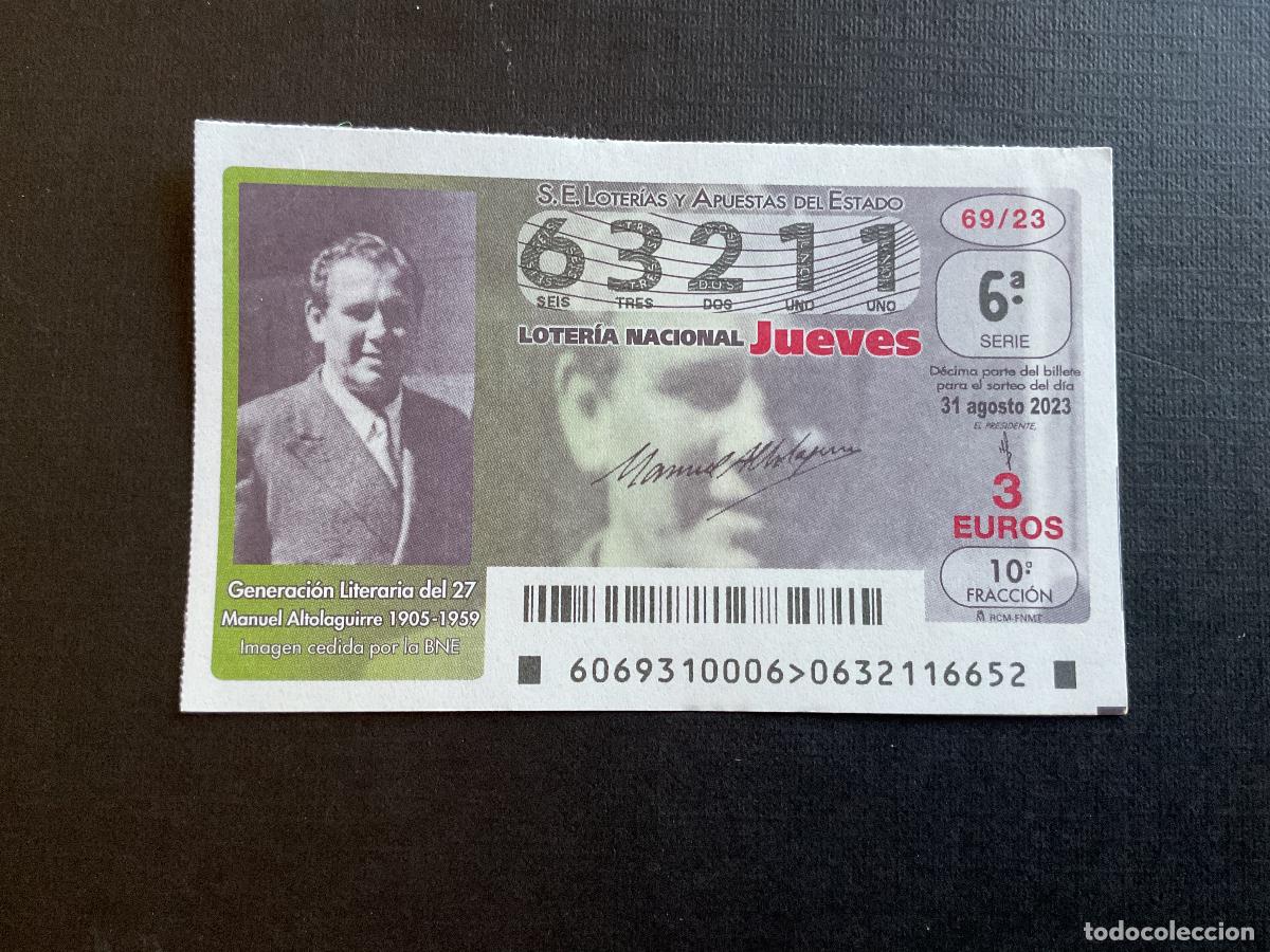 Nationale spanische Lotterie: DECIMO LOTERIA JUEVES N&ordm; 63211 SORTEO 69 A&Ntilde;O 2023