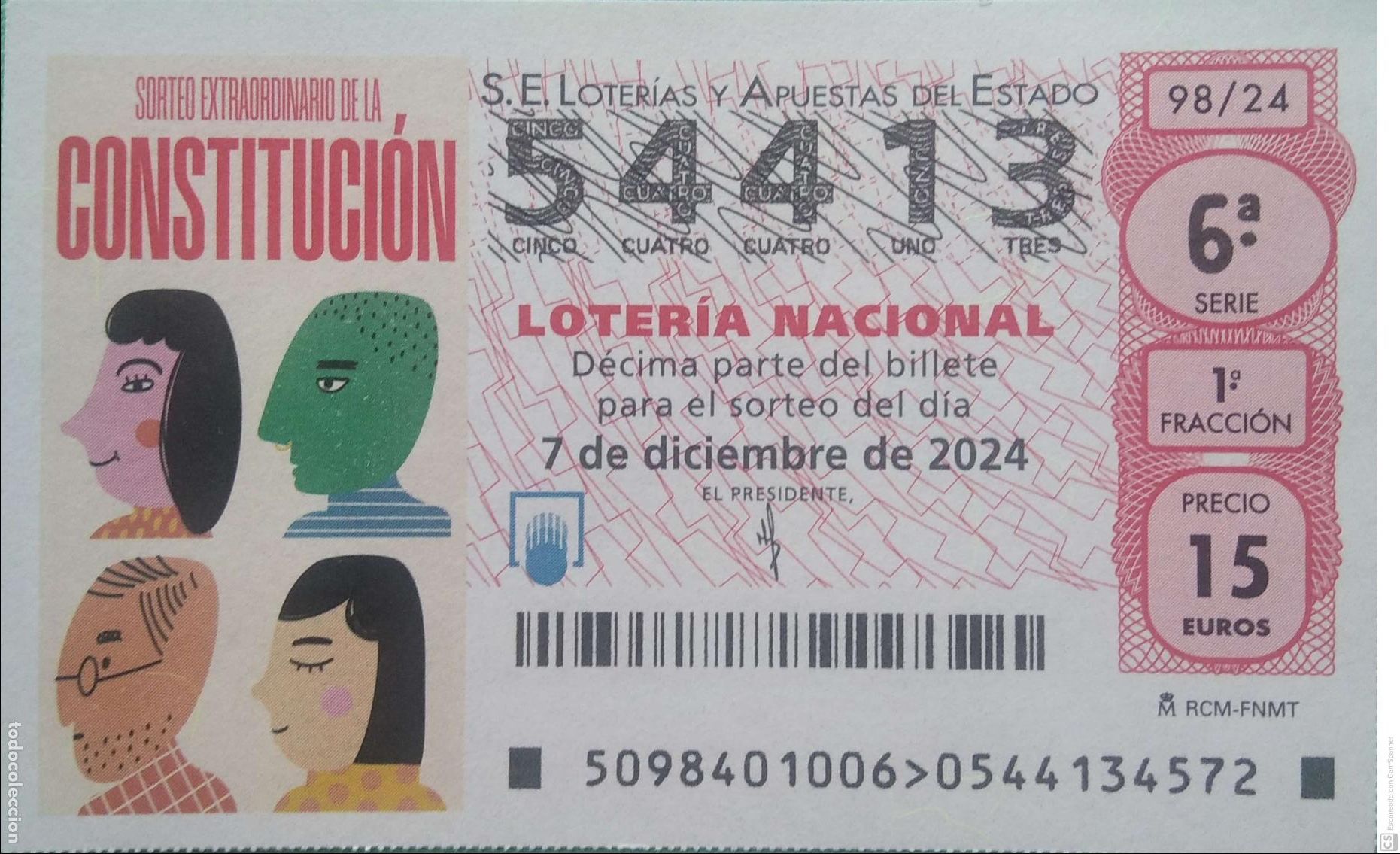 Lotaria Nacional: Espa&ntilde;a. Loter&iacute;a. 2024. Sorteo: 98 Sorteo extraordinario de la Constituci&oacute;n. Fecha: 7 diciembre