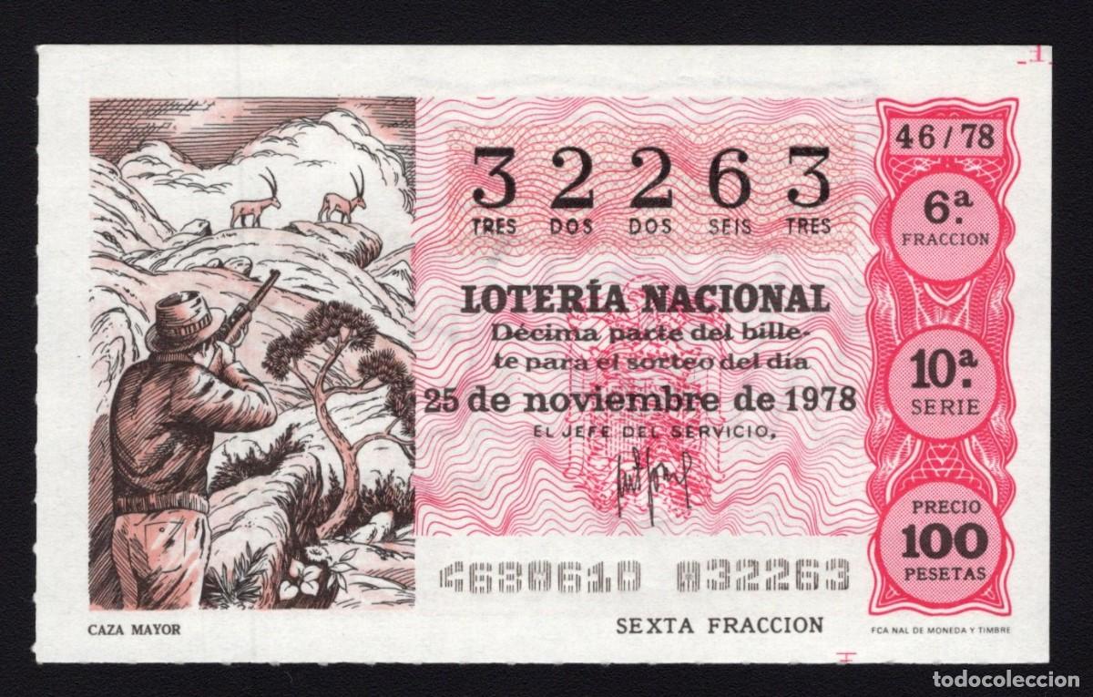 Lotaria Nacional: L. Nacional 25 Noviembre 1978. Caza Mayor. n&ordm; 32263. Admon n&ordm; 51. Madrid. Desaparecida.