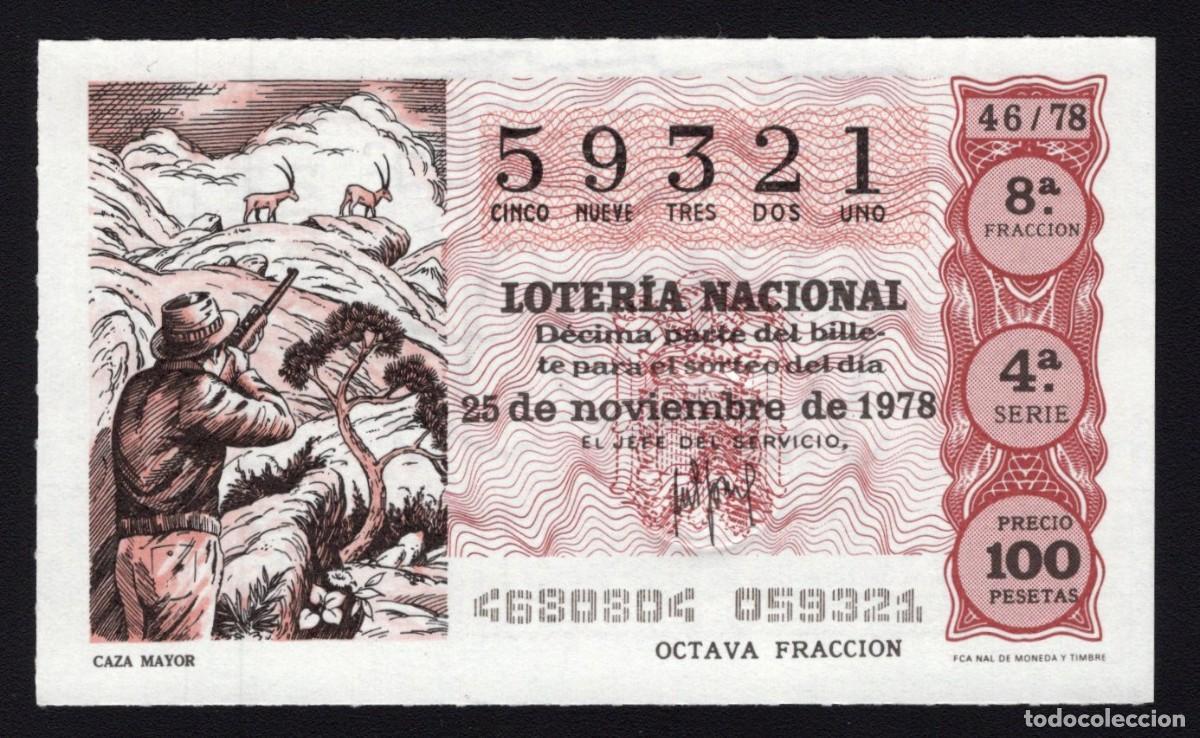 Lotaria Nacional: L. Nacional 25 Noviembre 1978. Caza Mayor. n&ordm; 59321. Admon n&ordm; 2 Sonsoles. &Aacute;vila. Desaparecida.