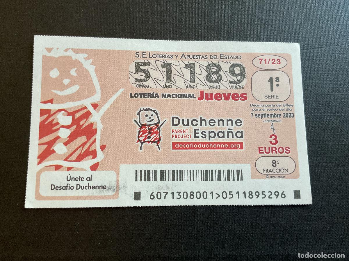 Nationale spanische Lotterie: DECIMO LOTERIA JUEVES N&ordm; 51189 SORTEO 71 A&Ntilde;O 2023