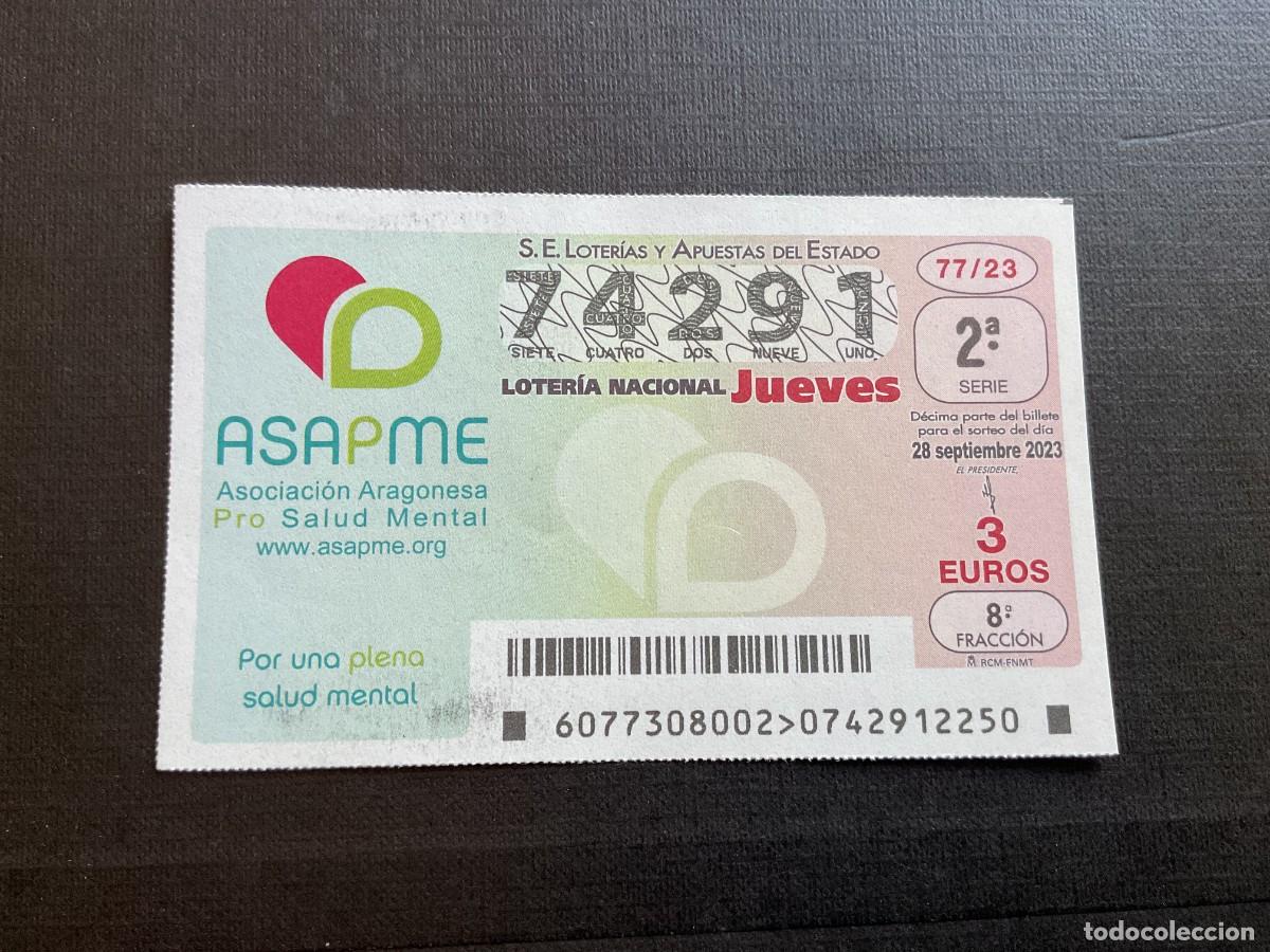 National Spanish Lottery: DECIMO LOTERIA JUEVES N&ordm; 74291 SORTEO 77 A&Ntilde;O 2023