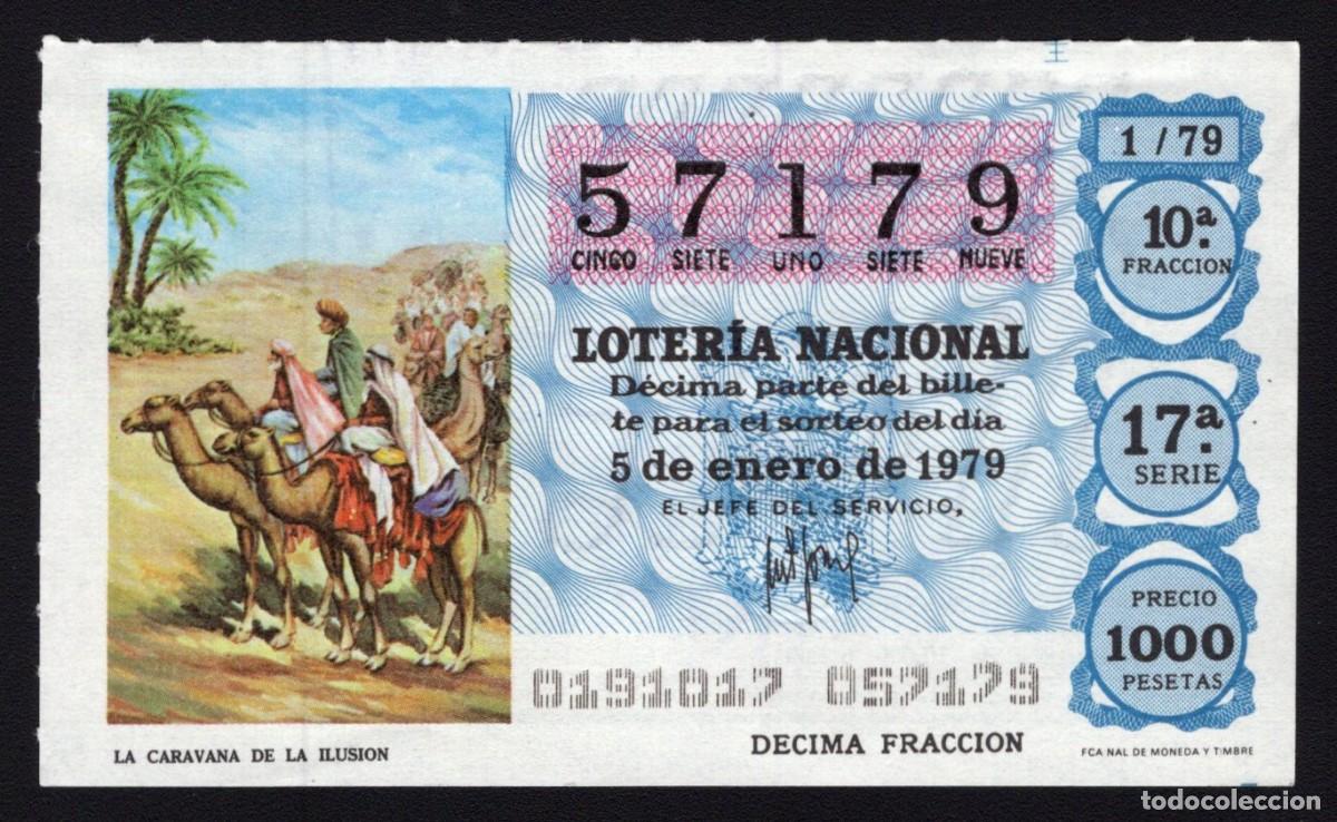 National Spanish Lottery: L. Nacional 5 de Enero 1979. Caravana de la Ilusi&oacute;n. N&ordm; 57179. Adm&oacute;n 12 Conchita. Madrid. Desapareci