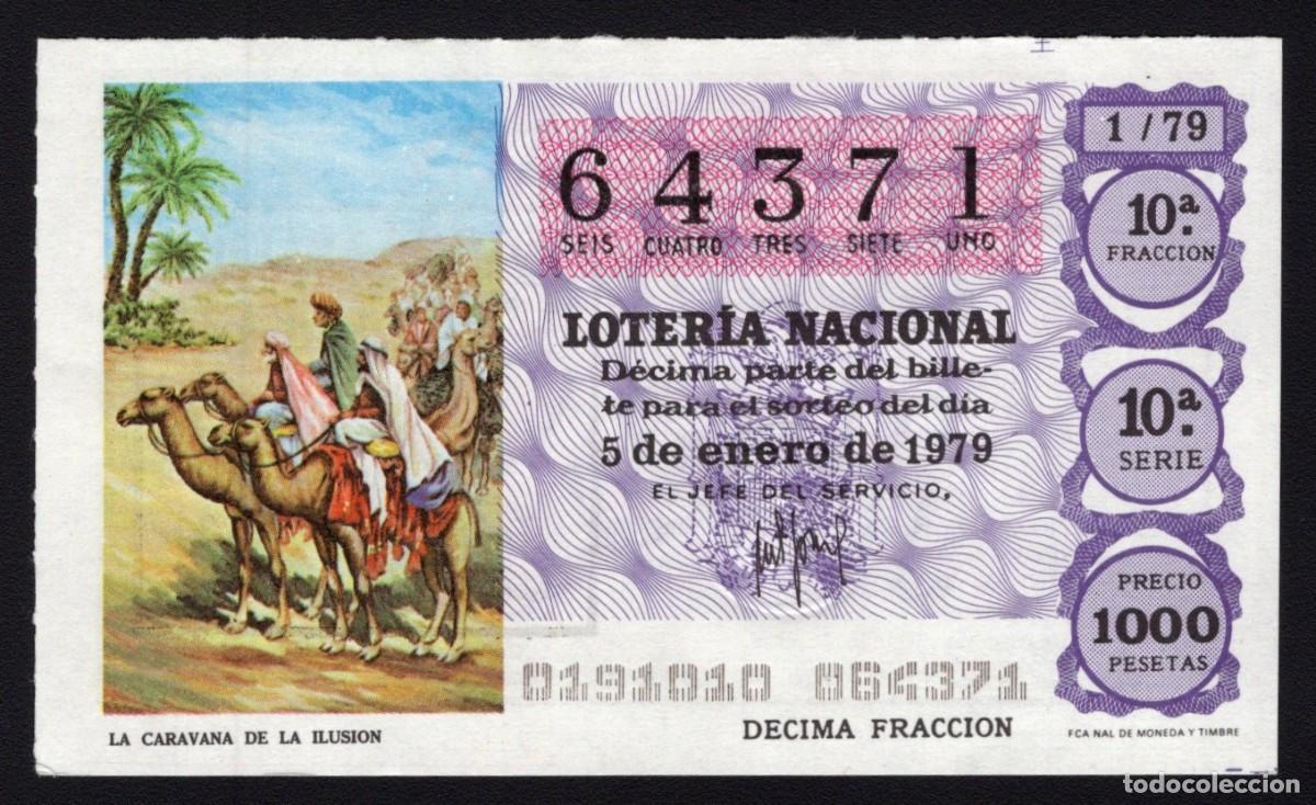 National Spanish Lottery: L. Nacional 5 de Enero 1979. Caravana de la Ilusi&oacute;n. N&ordm; 64371. Adm&oacute;n n&ordm; 35. Madrid. Desaparecida.