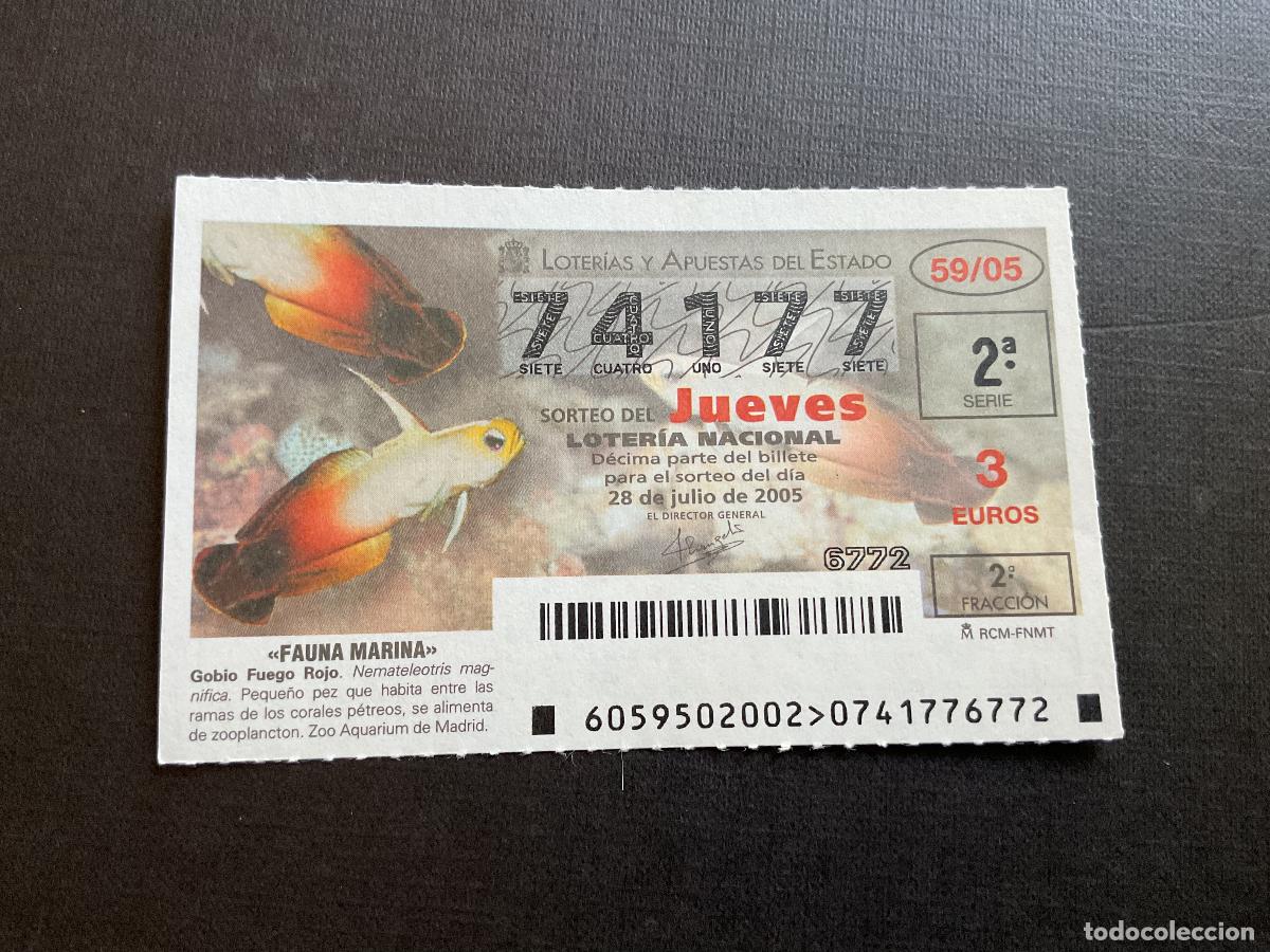 National Spanish Lottery: DECIMO LOTERIA JUEVES N&ordm; 74177 SORTEO 59 A&Ntilde;O 2005