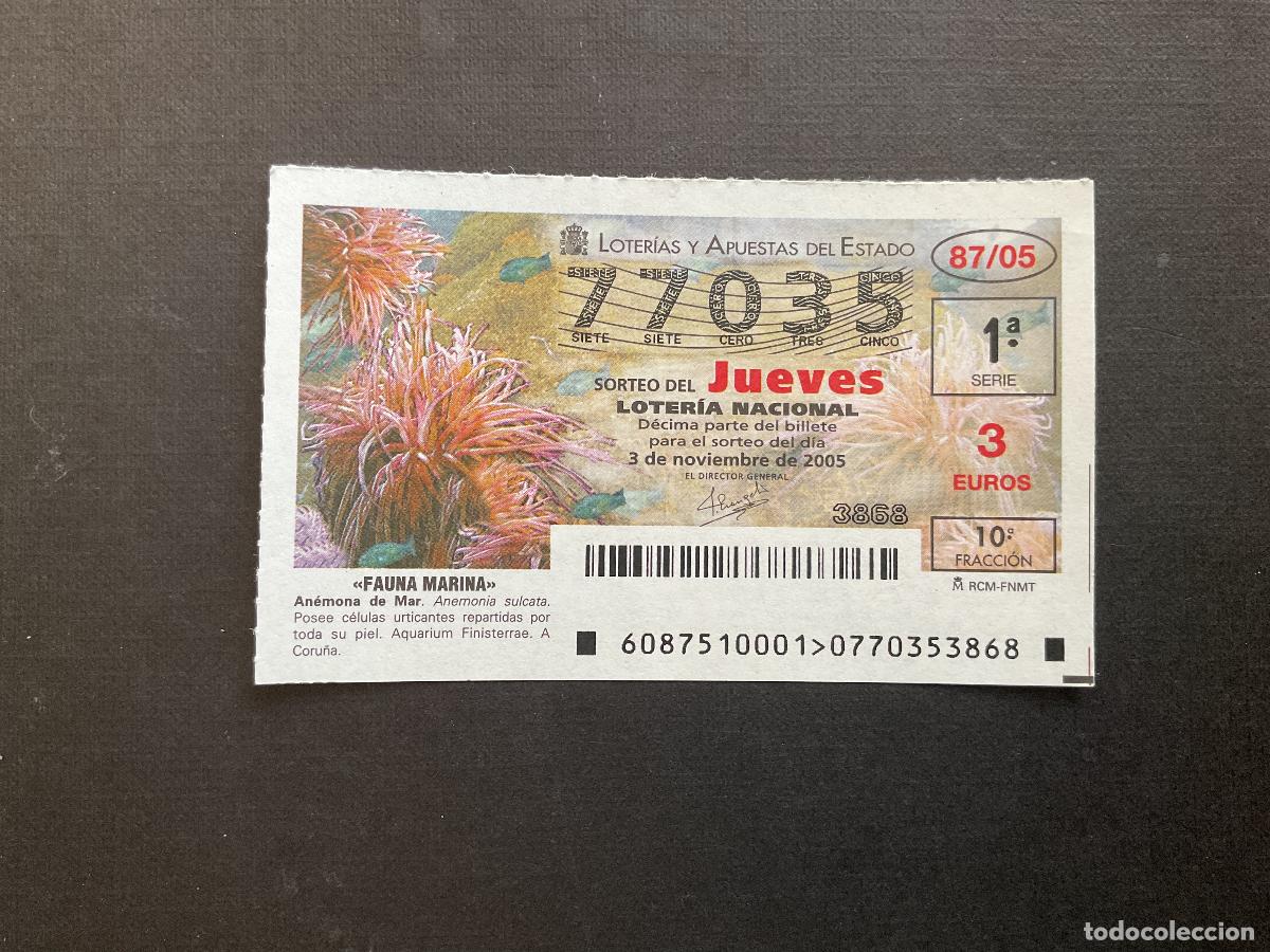 National Spanish Lottery: DECIMO LOTERIA JUEVES N&ordm; 77035 SORTEO 87 A&Ntilde;O 2005
