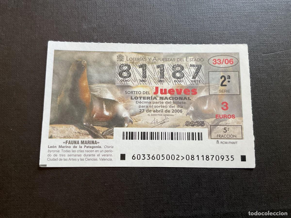National Spanish Lottery: DECIMO LOTERIA JUEVES N&ordm; 81187 SORTEO 33 A&Ntilde;O 2006