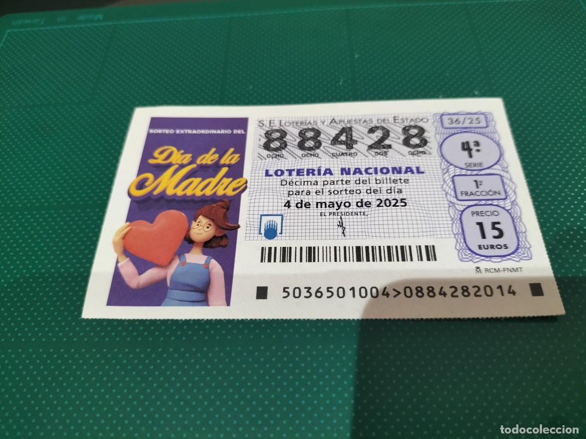 Nationale spanische Lotterie: 1 DECIMO LOTERIA NACIONAL SABADO 4 MAYO 2025 36/25 - DIA DE LA MADRE SORTEO EXTRAORDINARIO