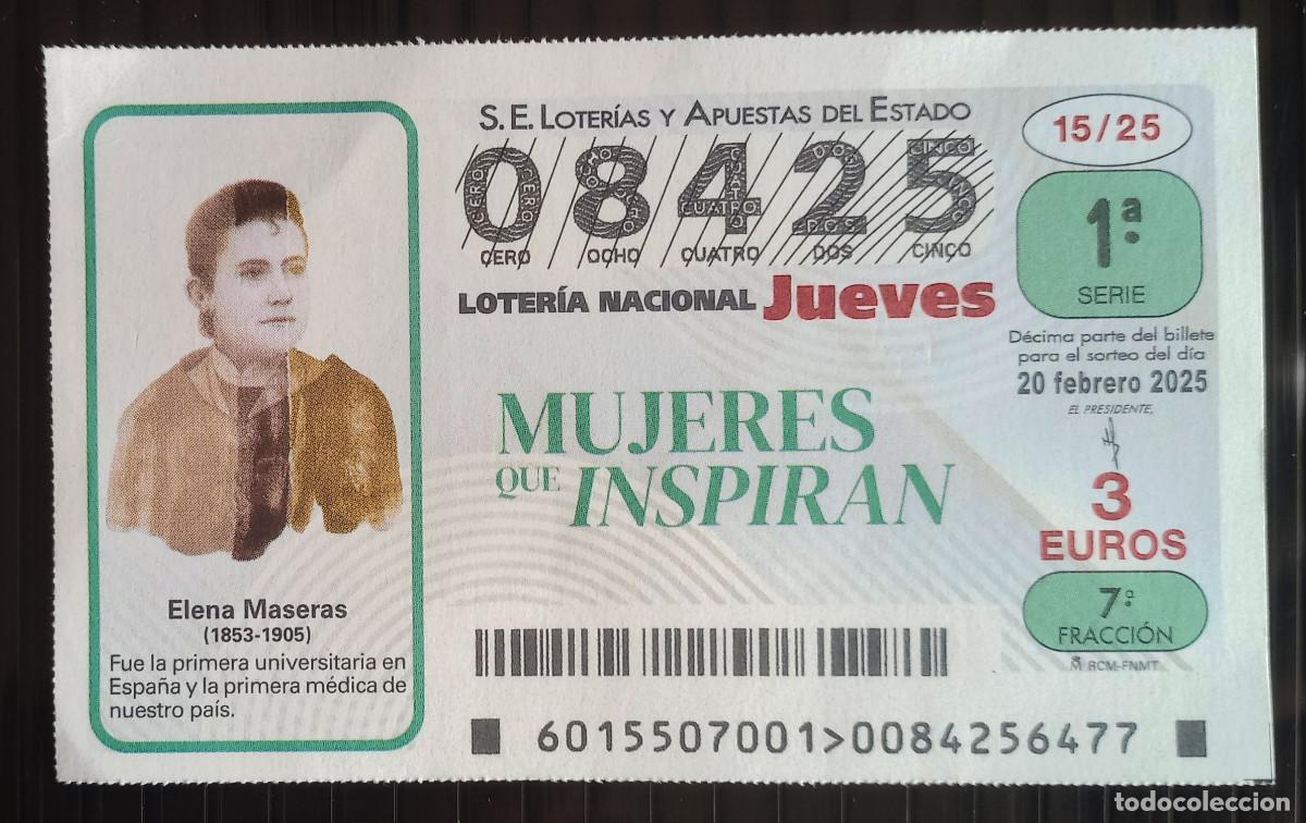 Nationale spanische Lotterie: D&Eacute;CIMO DE LOTER&Iacute;A NACIONAL - 20-FEBRERO-2025 - ELENA MASERAS, MUJERES QUE INSPIRAN