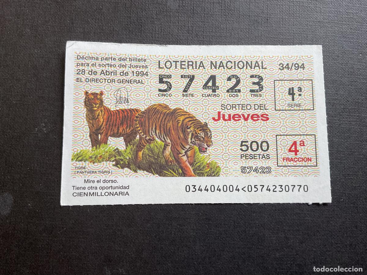 Nationale spanische Lotterie: DECIMO LOTERIA JUEVES N&ordm; 57423 SORTEO 34 A&Ntilde;O 1994