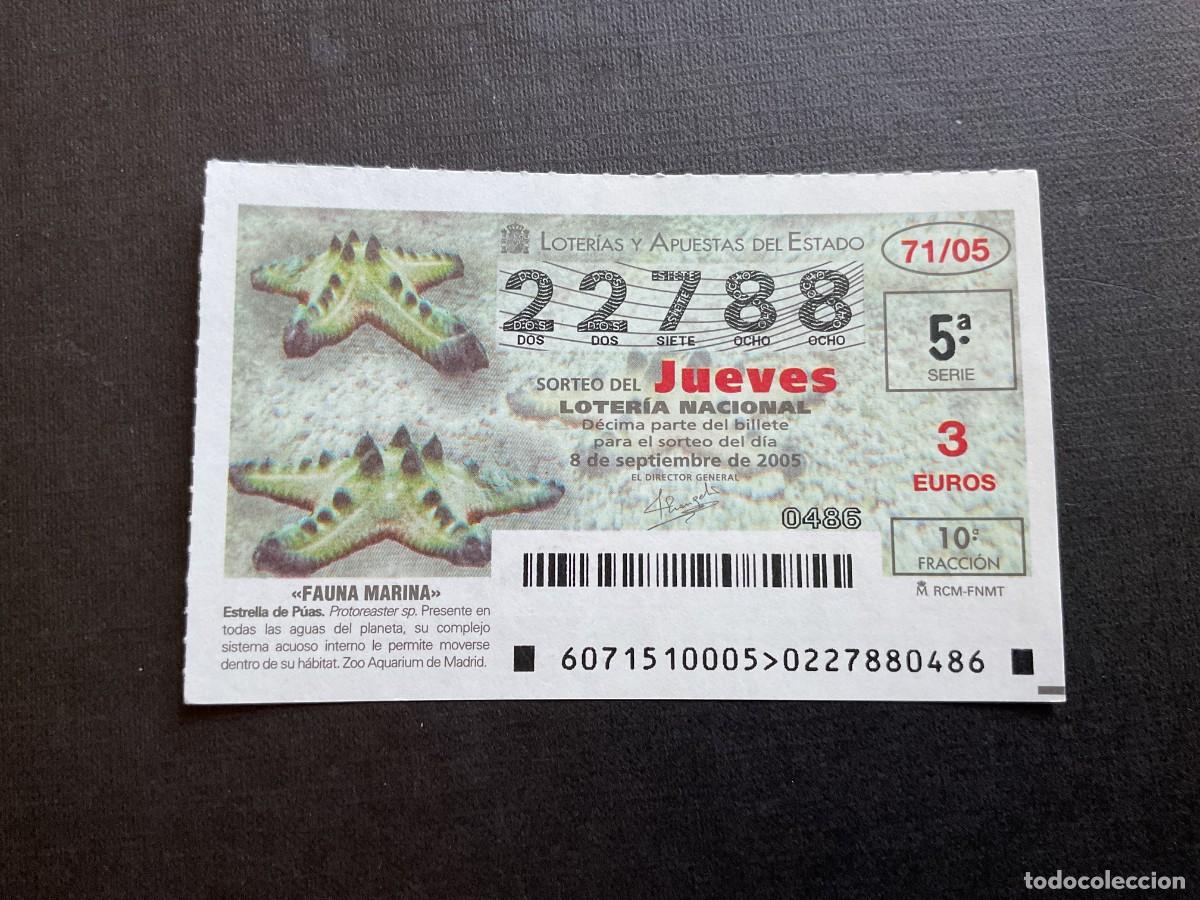 Nationale spanische Lotterie: DECIMO LOTERIA JUEVES N&ordm; 22788 SORTEO 71 A&Ntilde;O 2005,