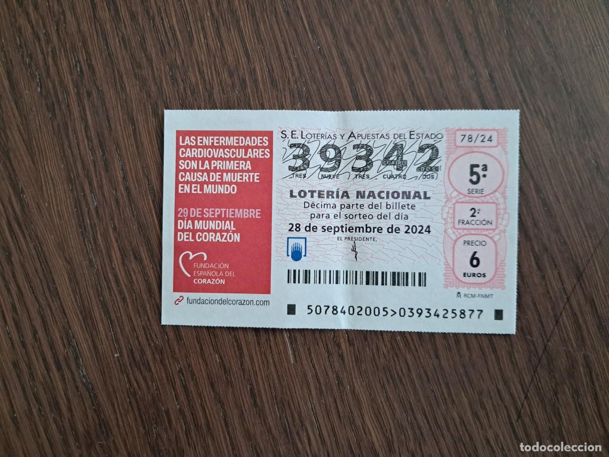 National Spanish Lottery: d&eacute;cimo loter&iacute;a nacional de d&iacute;a 28-09-24, fundaci&oacute;n espa&ntilde;ola del coraz&oacute;n, 78/24.
