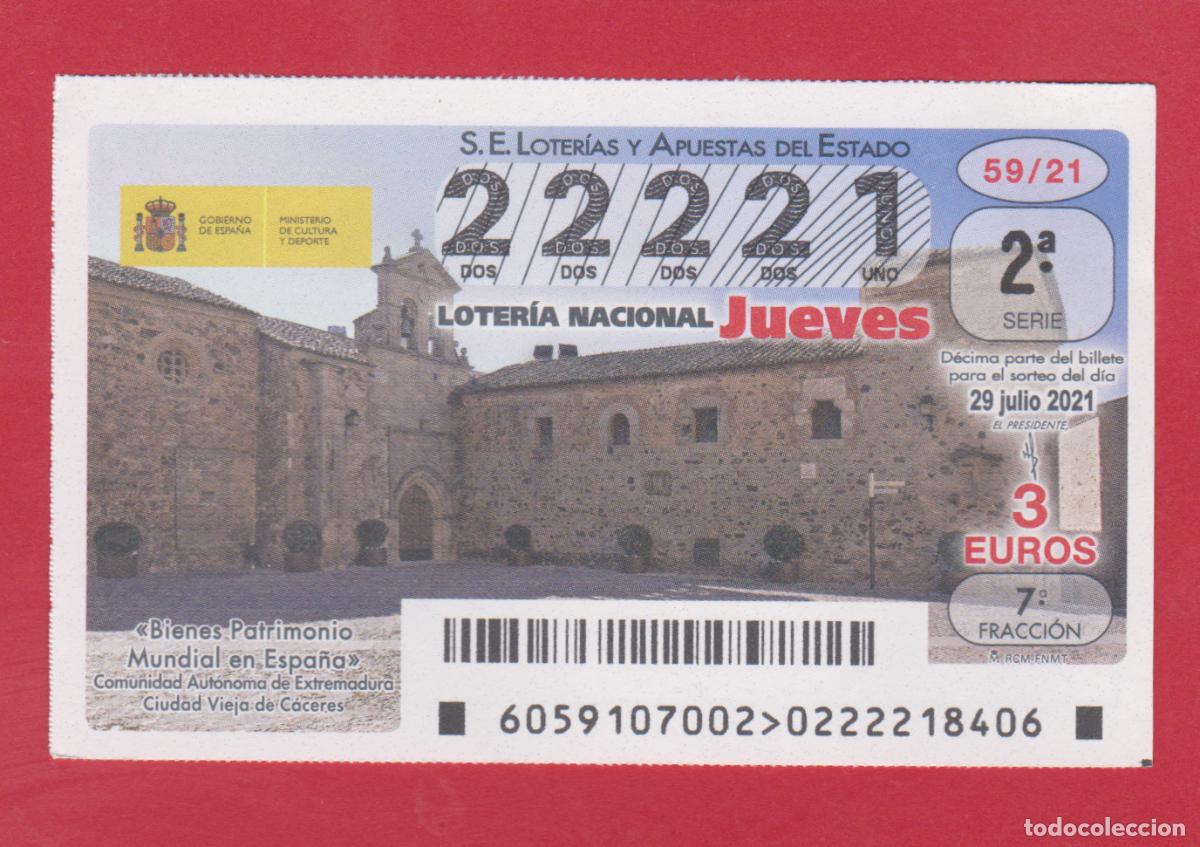 National Spanish Lottery: LOTERIA DECIMO DEL JUEVES 22221 CUATRO NUMEROS IGUALES