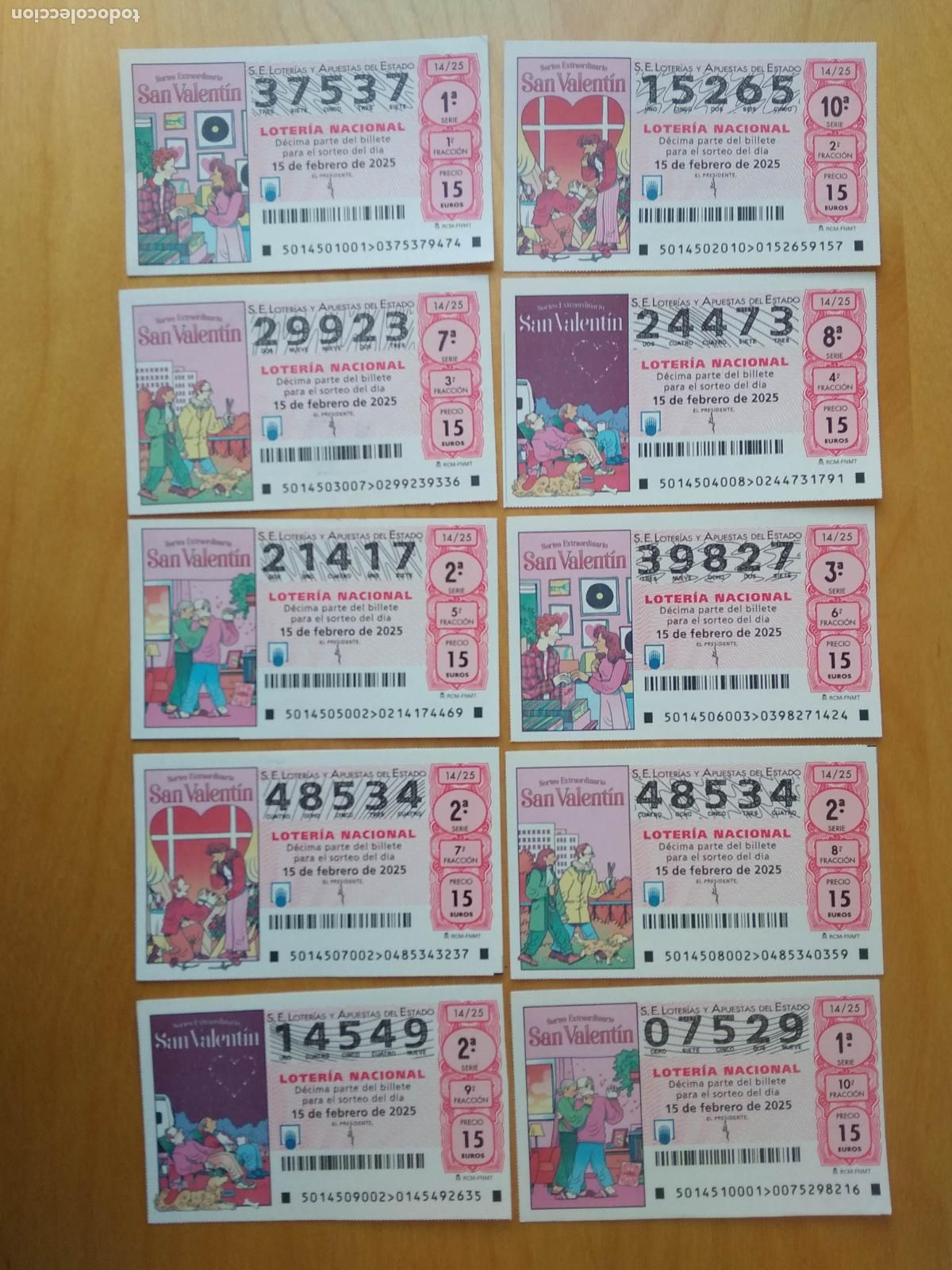 Nationale spanische Lotterie: LOTERIA NACIONAL A&Ntilde;O 2025 SORTEO N&ordm; 14 , 10 DECIMOS , EXTRAORDINARIO DE SAN VALENTIN