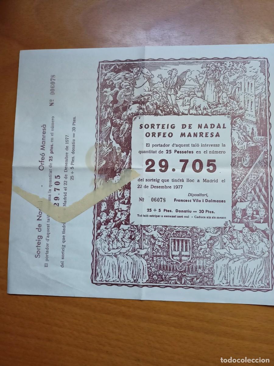 Nationale spanische Lotterie: BOLETO LOTERIA DEL A&Ntilde;O 1977 DE ORFEO MANRESA