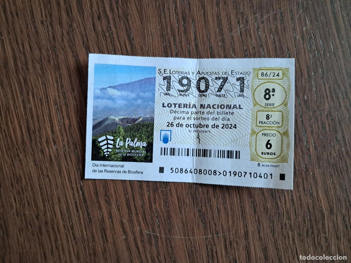 Nationale spanische Lotterie: d&eacute;cimo de loter&iacute;a nacional de d&iacute;a 26-10-24, La Palma, reserva mundial de la biosfera. 86/24
